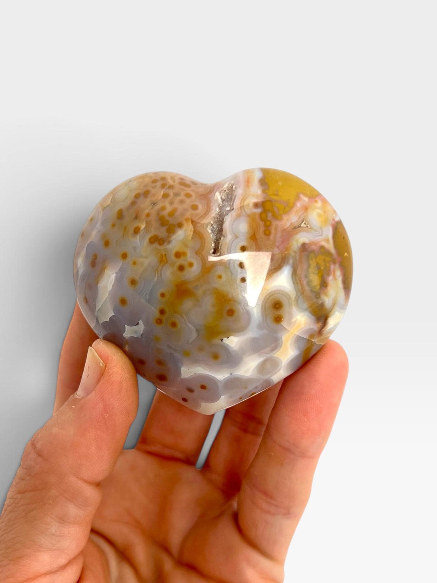 Ocean Jasper Heart Crystal : Marovato Vein 8