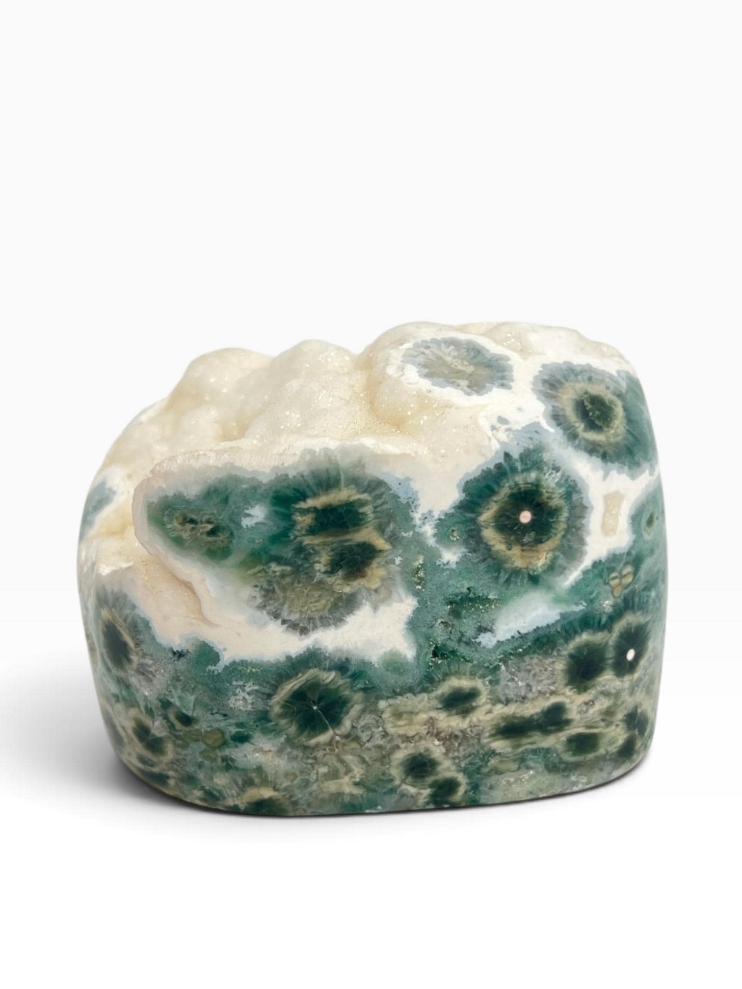 Ocean Jasper Semi Polished Druzy Free Form: Rare Marovato Vein 1-2 Crystal