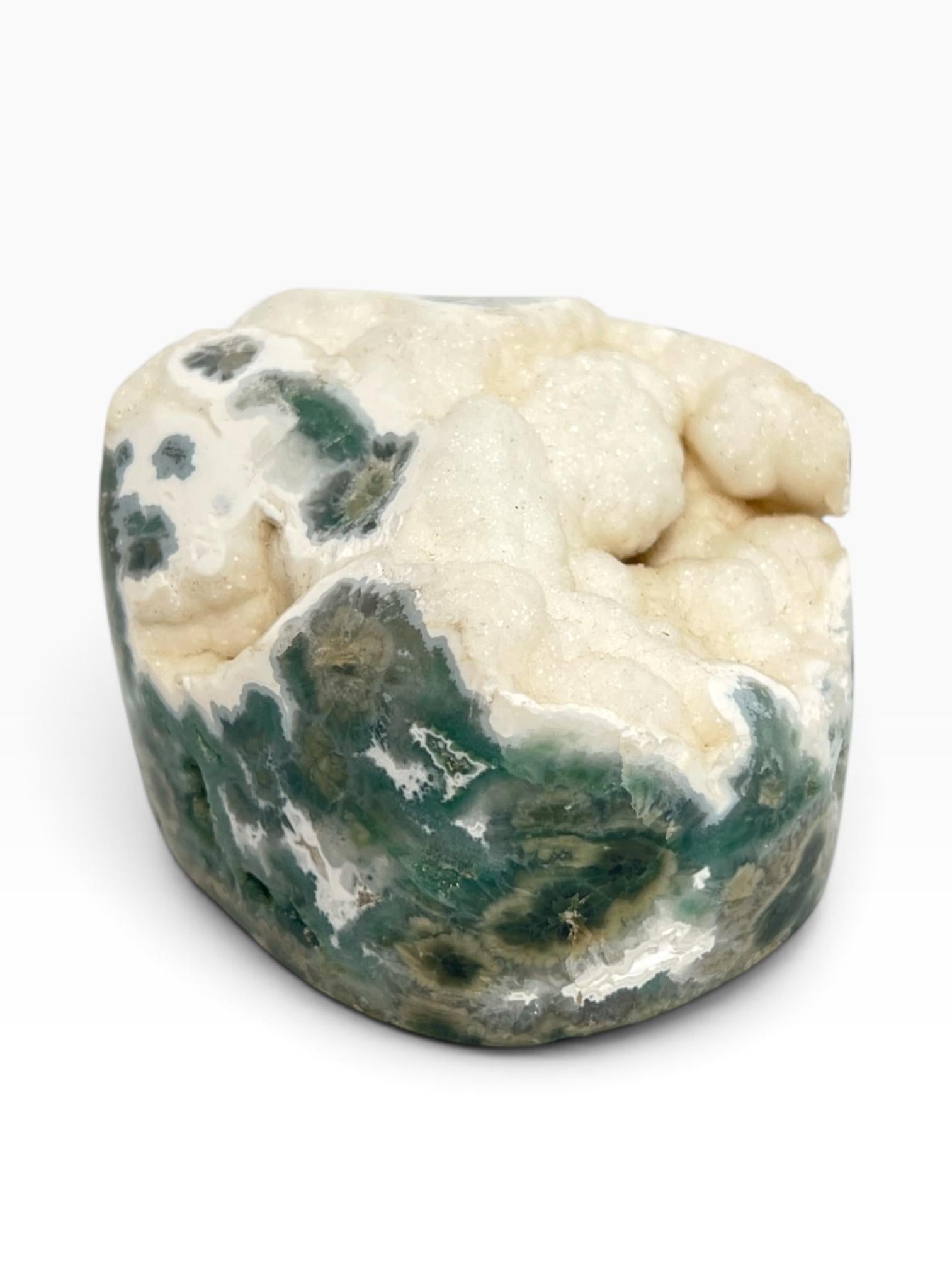Ocean Jasper Semi Polished Druzy Free Form: Rare Marovato Vein 1-2 Crystal