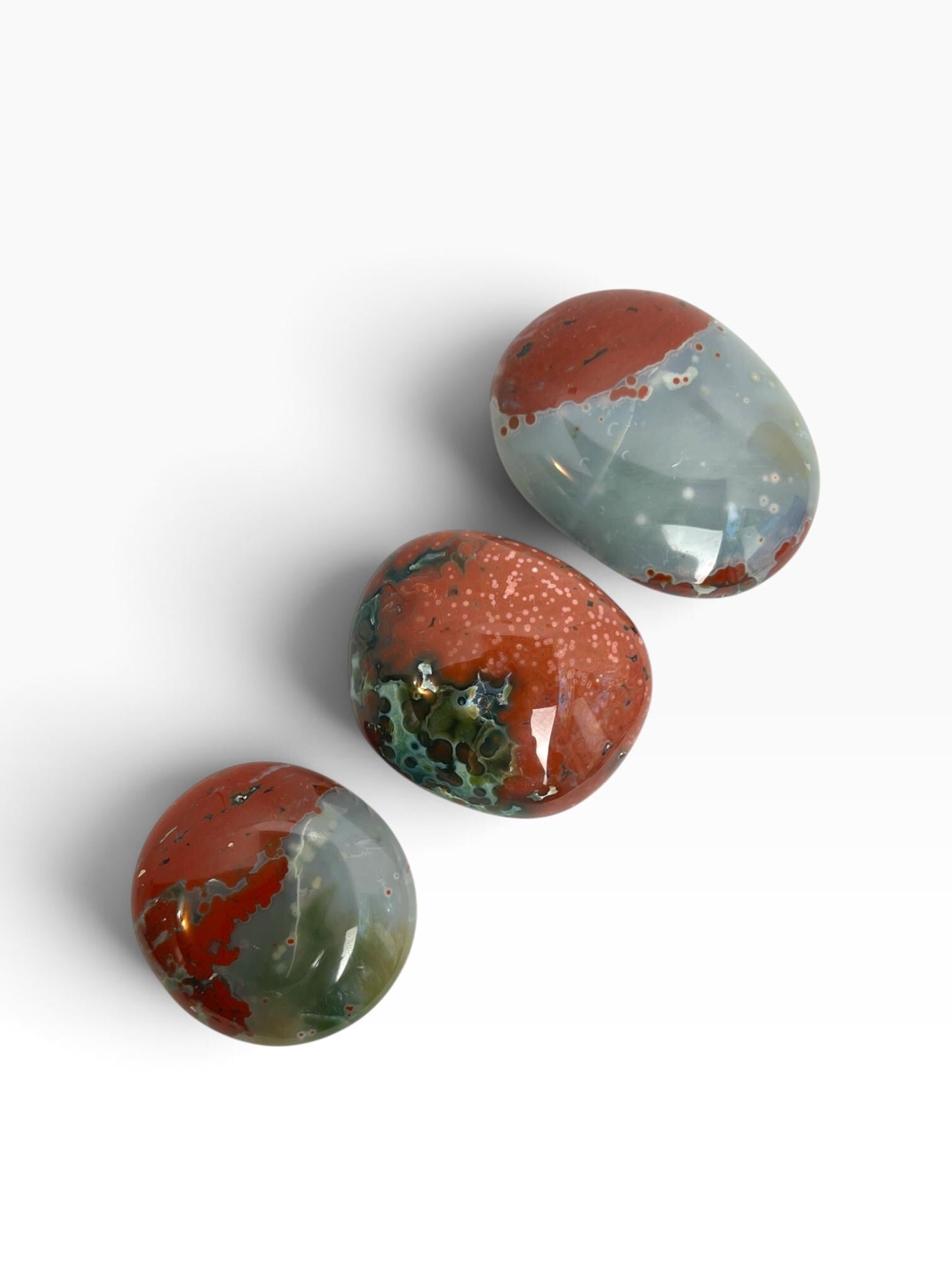 Marovato Ocean Jasper Palm Stones - Veinless Orbicular Jasper from Madagascar, you Choose