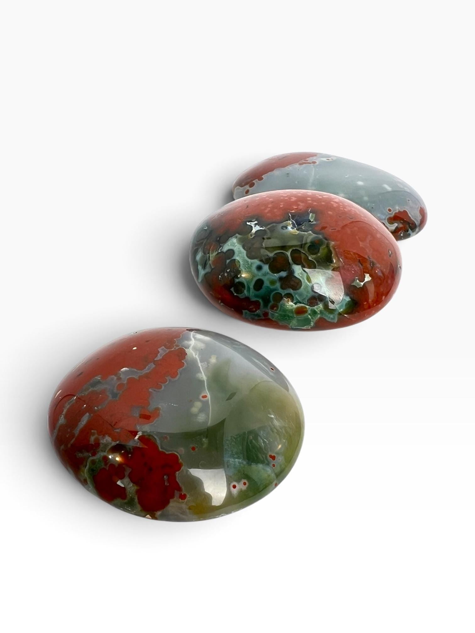 Marovato Ocean Jasper Palm Stones - Veinless Orbicular Jasper from Madagascar, you Choose