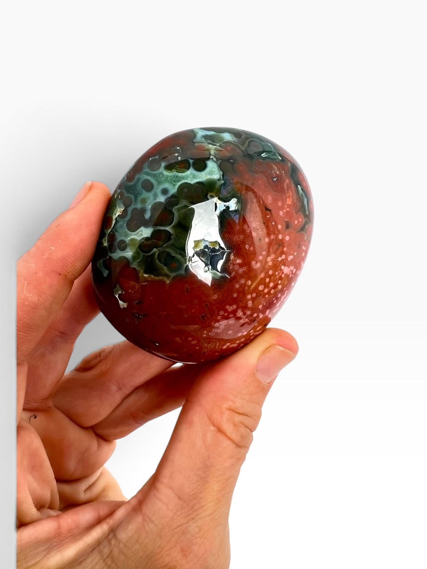 Marovato Ocean Jasper Palm Stones - Veinless Orbicular Jasper from Madagascar, you Choose