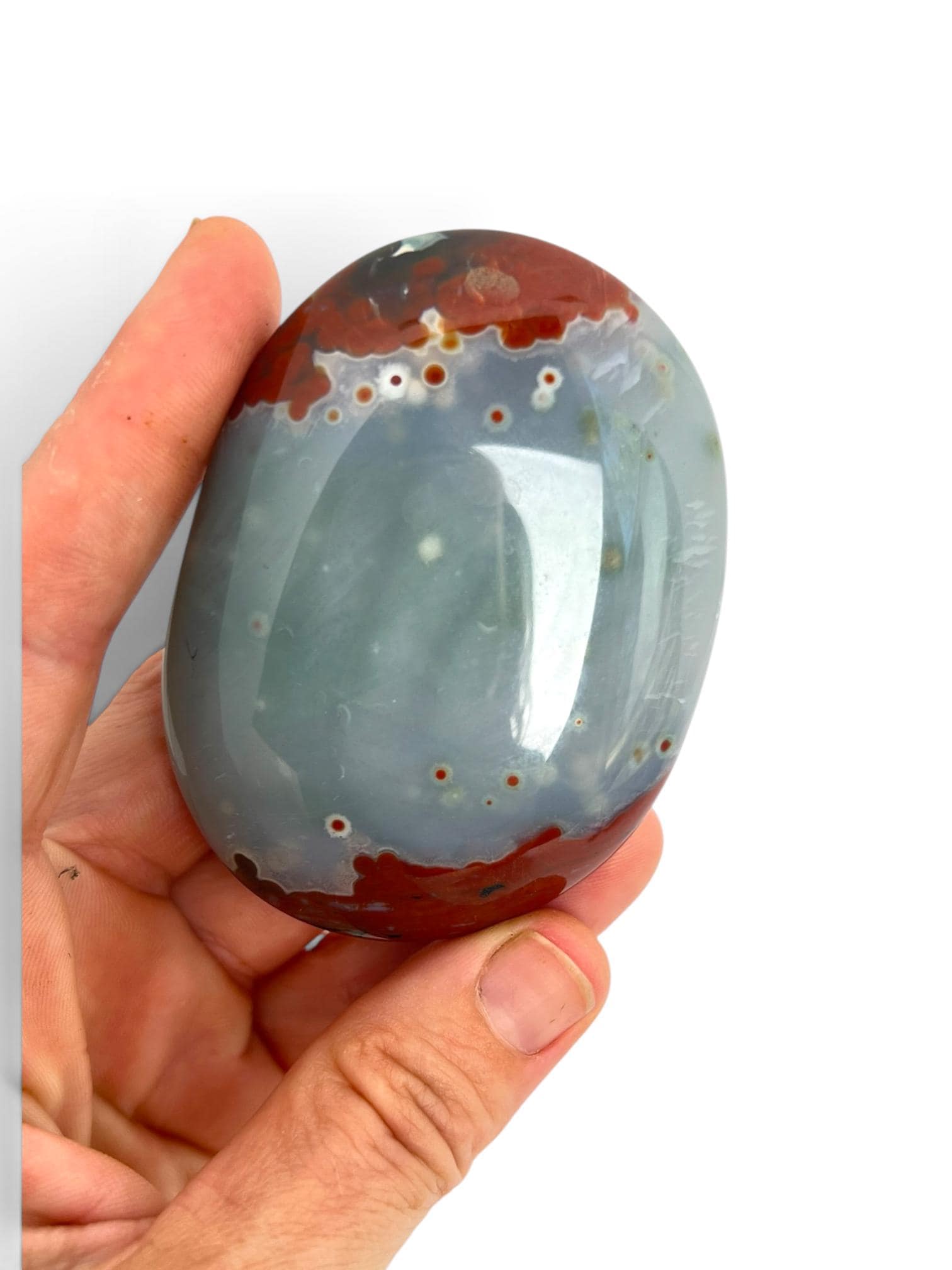 Marovato Ocean Jasper Palm Stones - Veinless Orbicular Jasper from Madagascar, you Choose