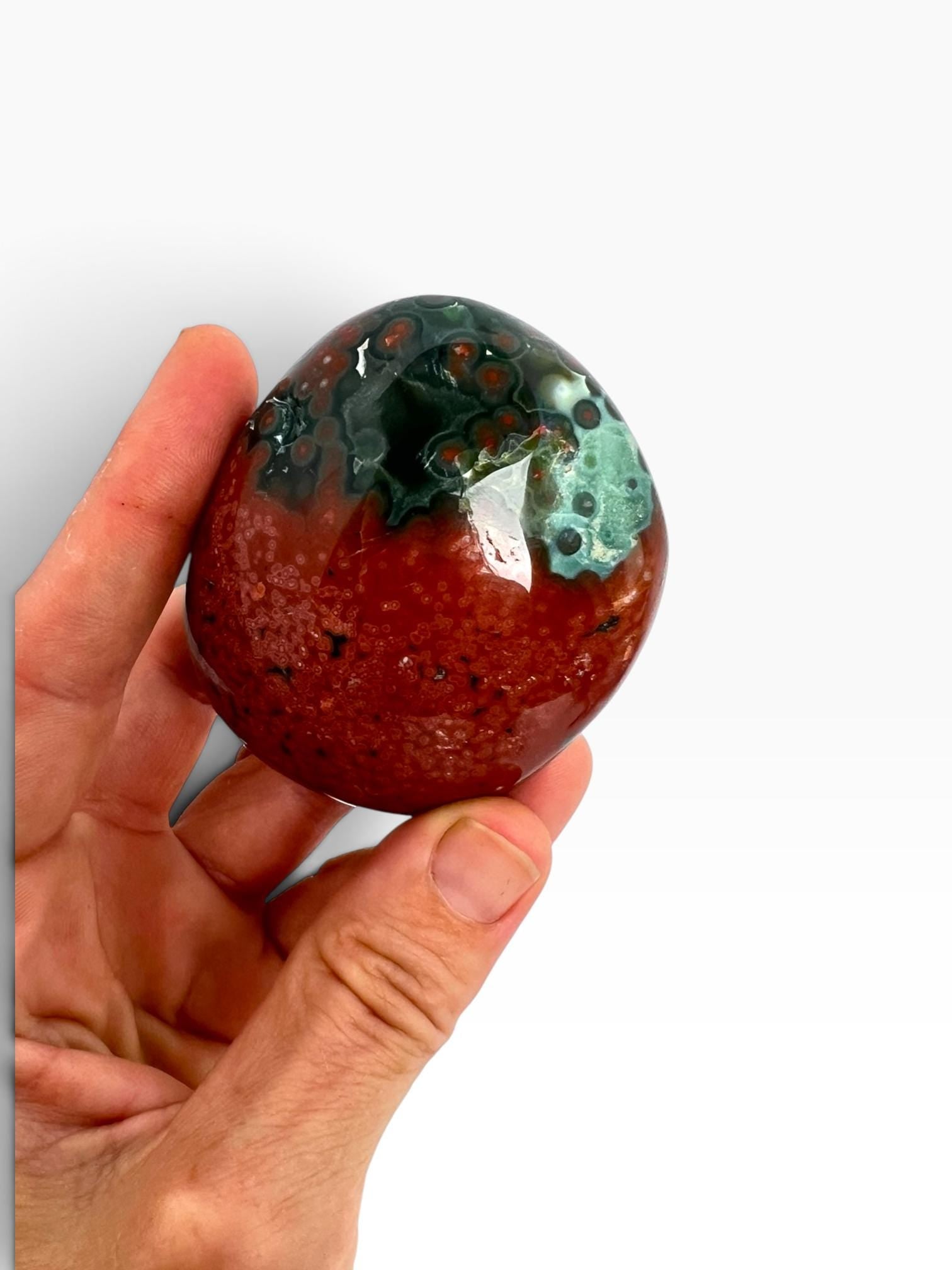 Marovato Ocean Jasper Palm Stones - Veinless Orbicular Jasper from Madagascar, you Choose