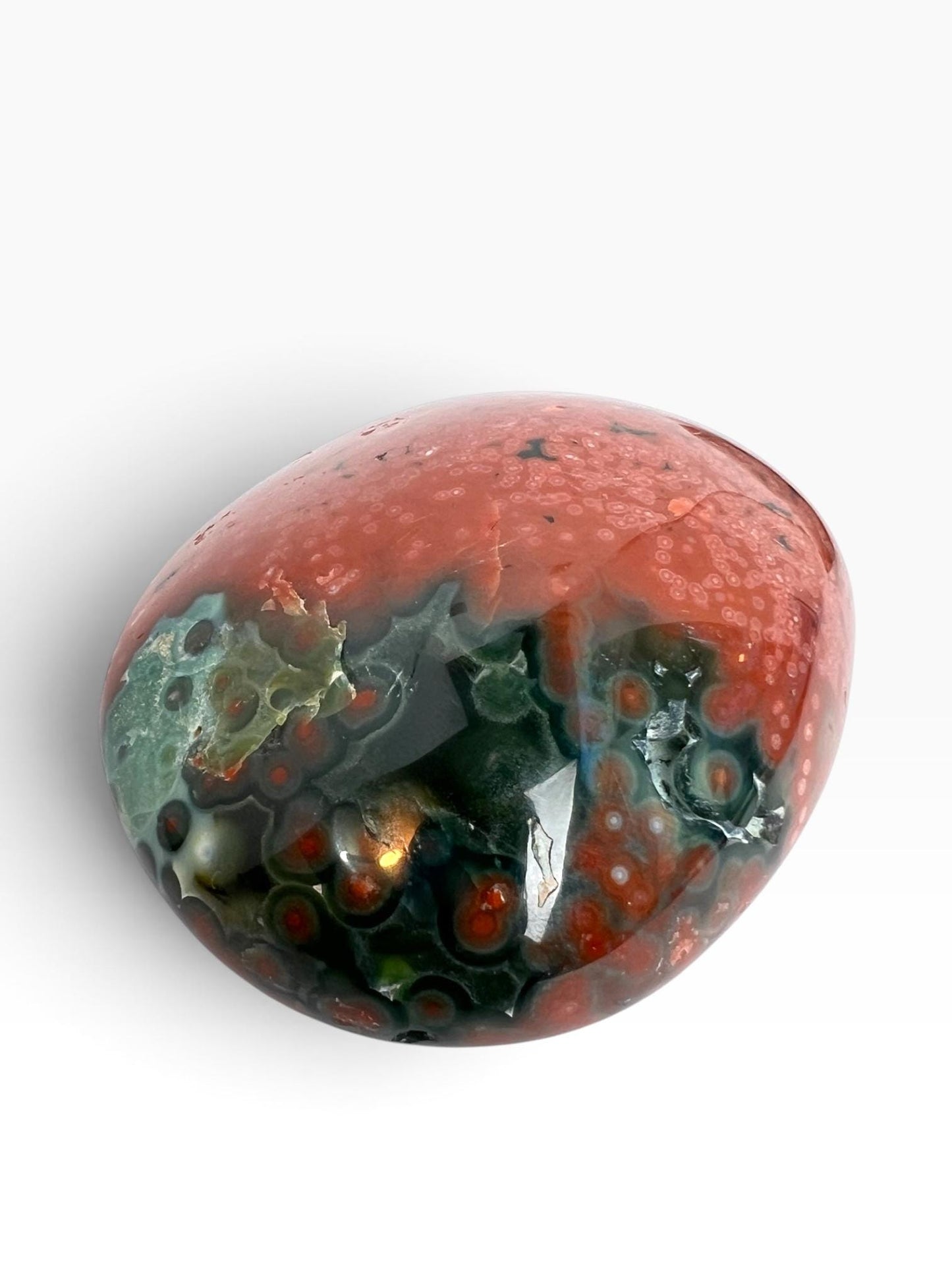 Marovato Ocean Jasper Palm Stones - Veinless Orbicular Jasper from Madagascar, you Choose