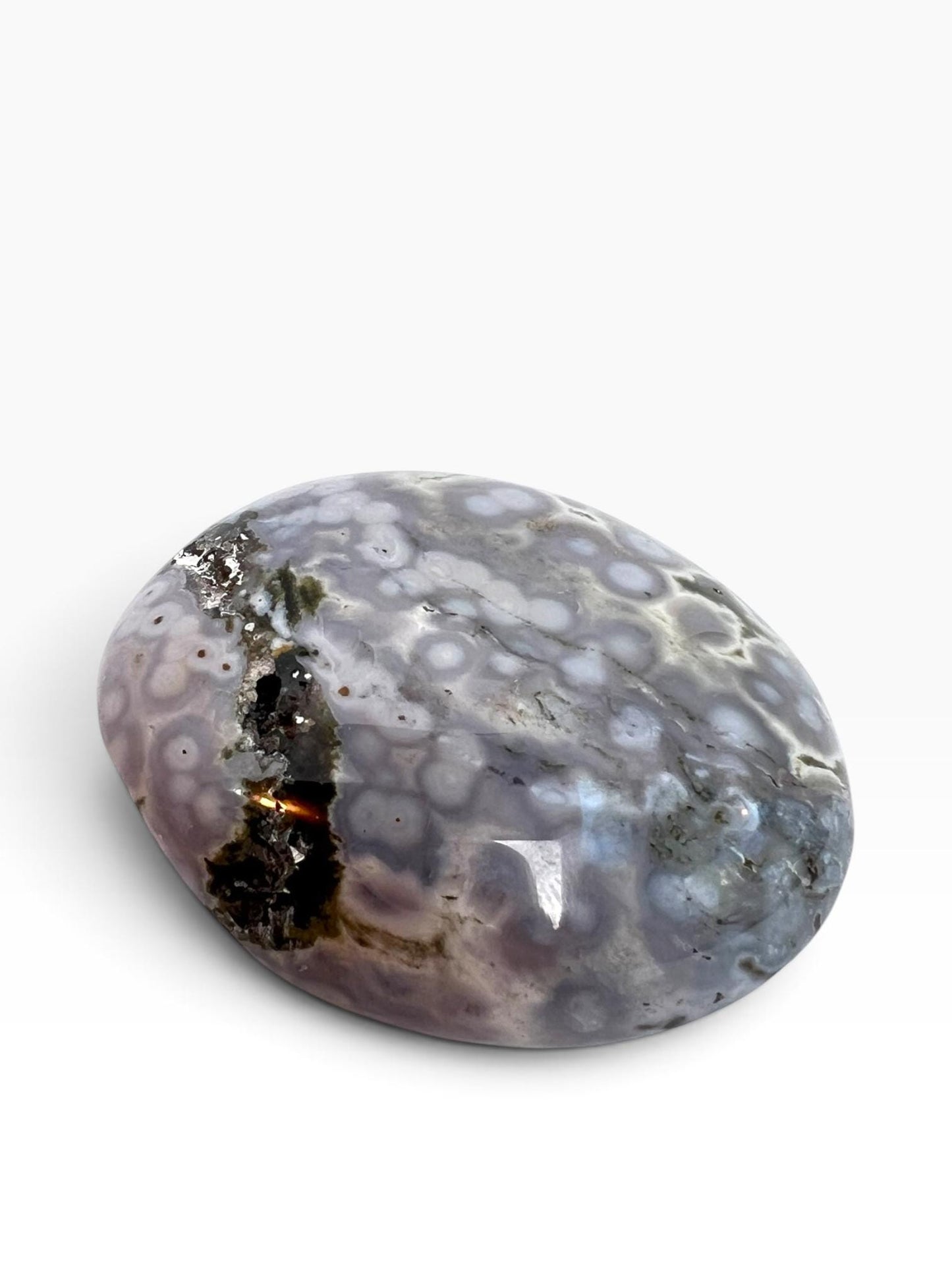 Marovato Ocean Jasper Palm Stone - Vein 8 Orbicular Jasper from Madagascar