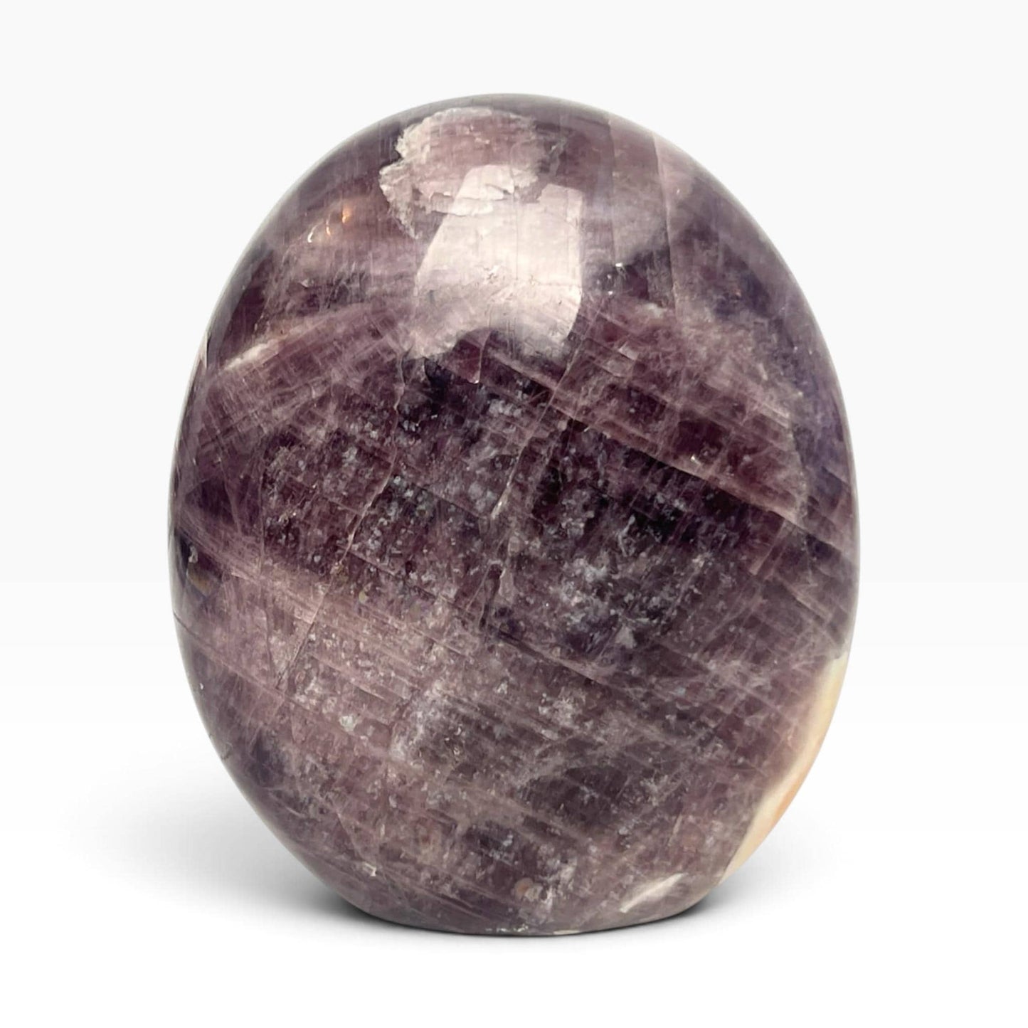 Purple Anhydrite Freeform: Polished Rare Madagascar Free Standing Crystal with Peach Calcite