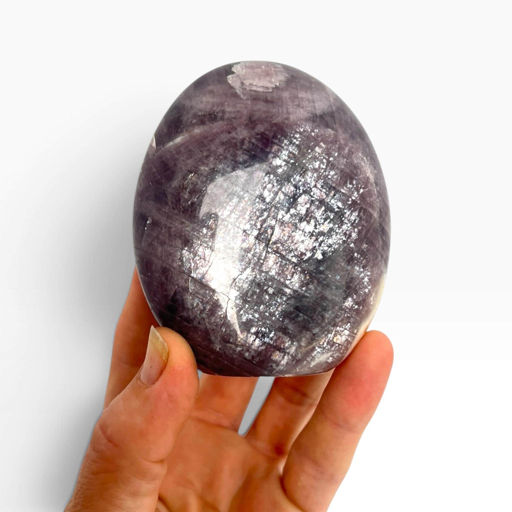 Purple Anhydrite Freeform: Polished Rare Madagascar Free Standing Crystal with Peach Calcite
