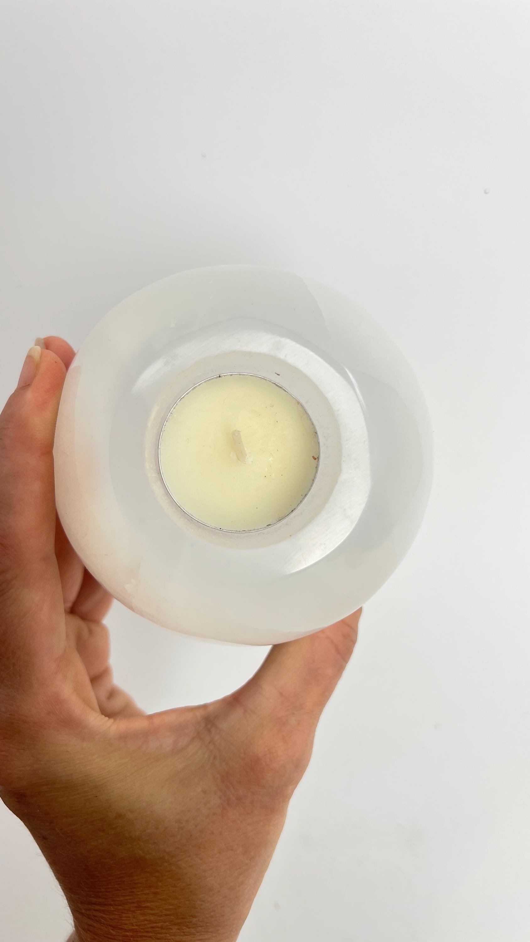 Selenite (Satin Spar) Polished Tea Light Candle Holder