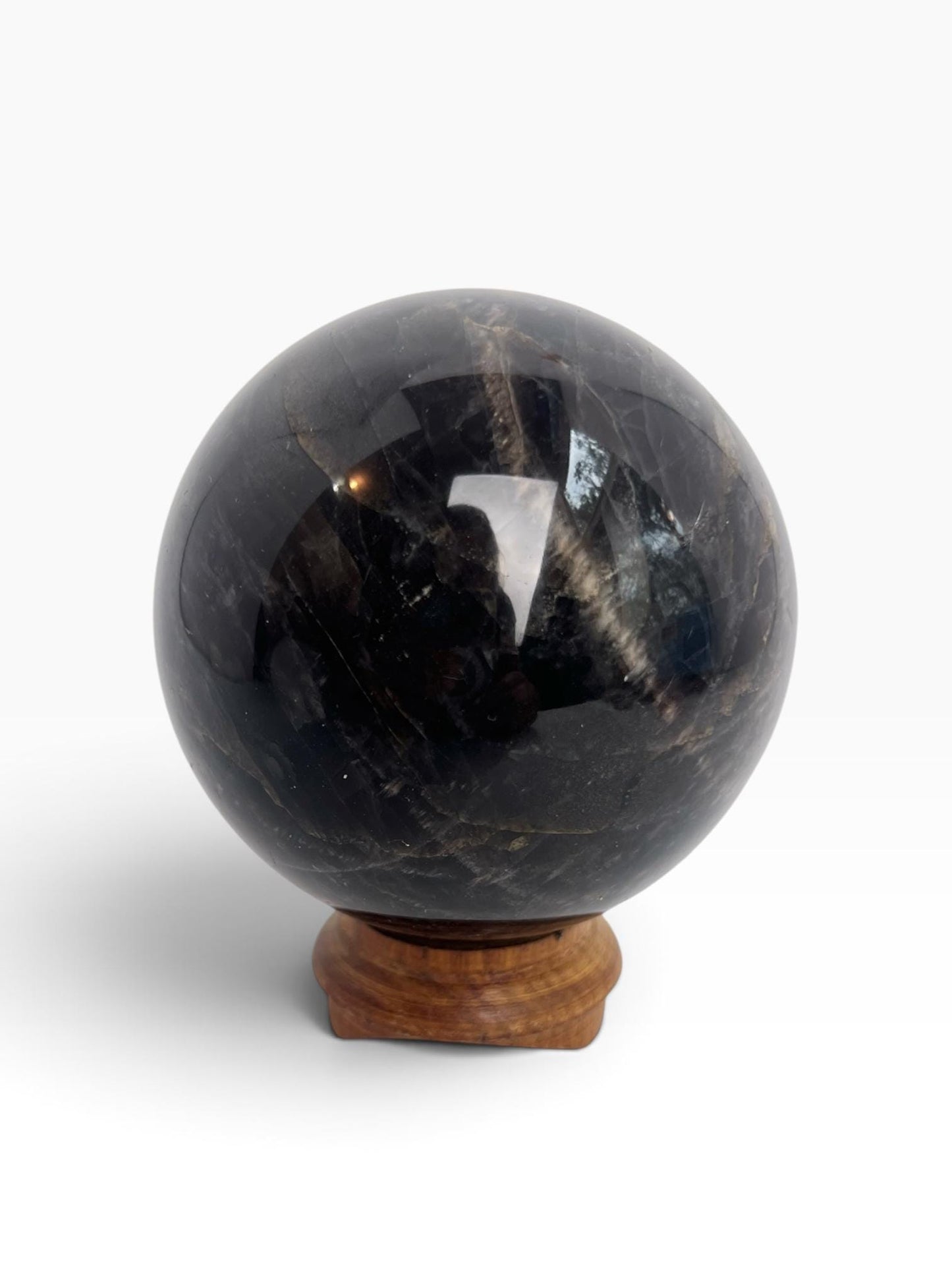 Black Moonstone Sphere : Flashy Adularescent Crystal Ball