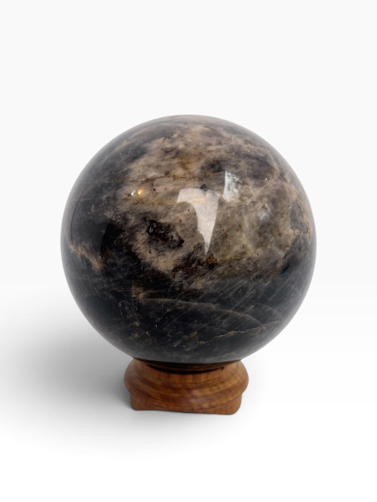 Black Moonstone Sphere : Flashy Adularescent Crystal Ball