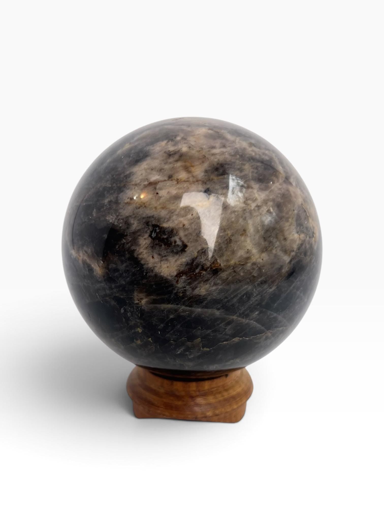 Black Moonstone Sphere : Flashy Adularescent Crystal Ball