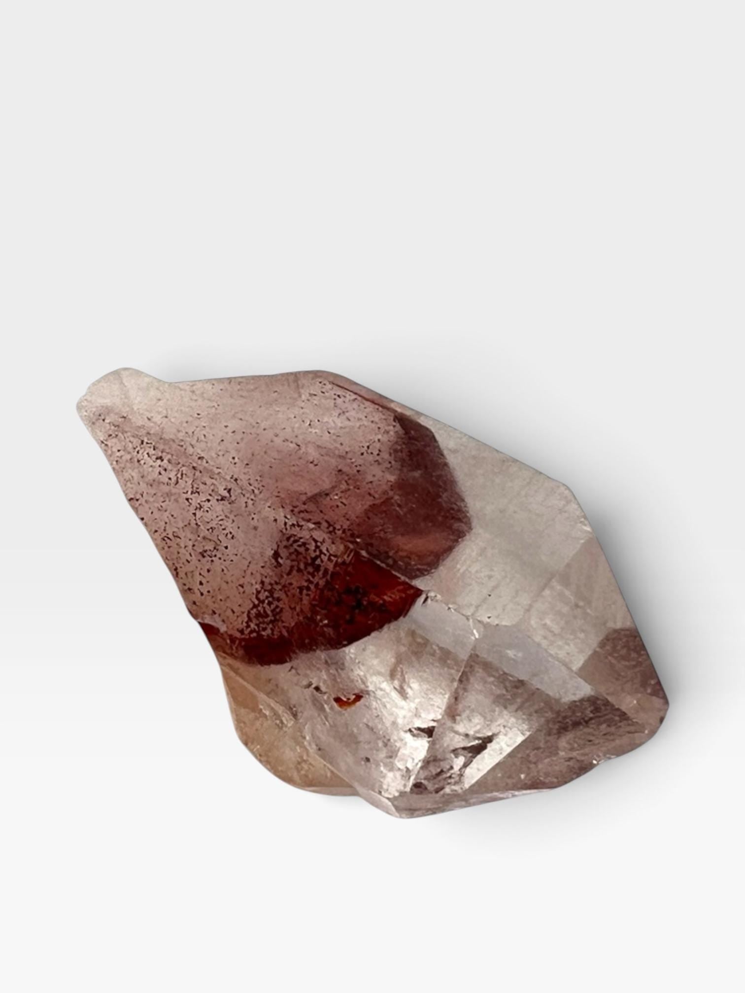 Sunset Phantom Crystal: Natural Raw Hematite included Quartz from India