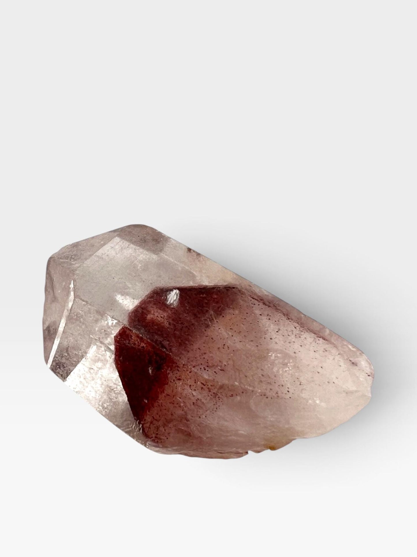 Sunset Phantom Crystal: Natural Raw Hematite included Quartz from India