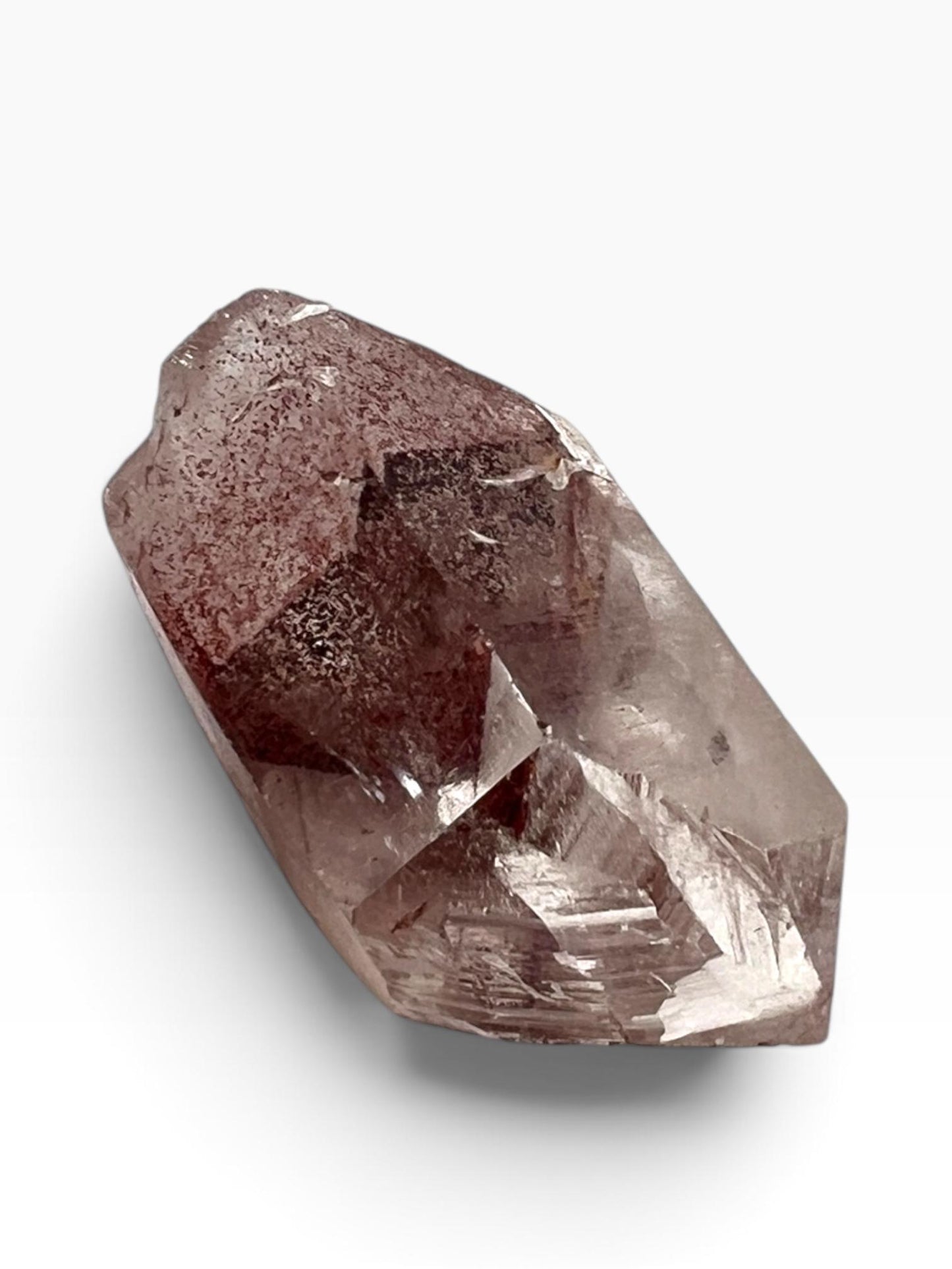 Sunset Phantom Crystal: Natural Raw Hematite included Quartz from India