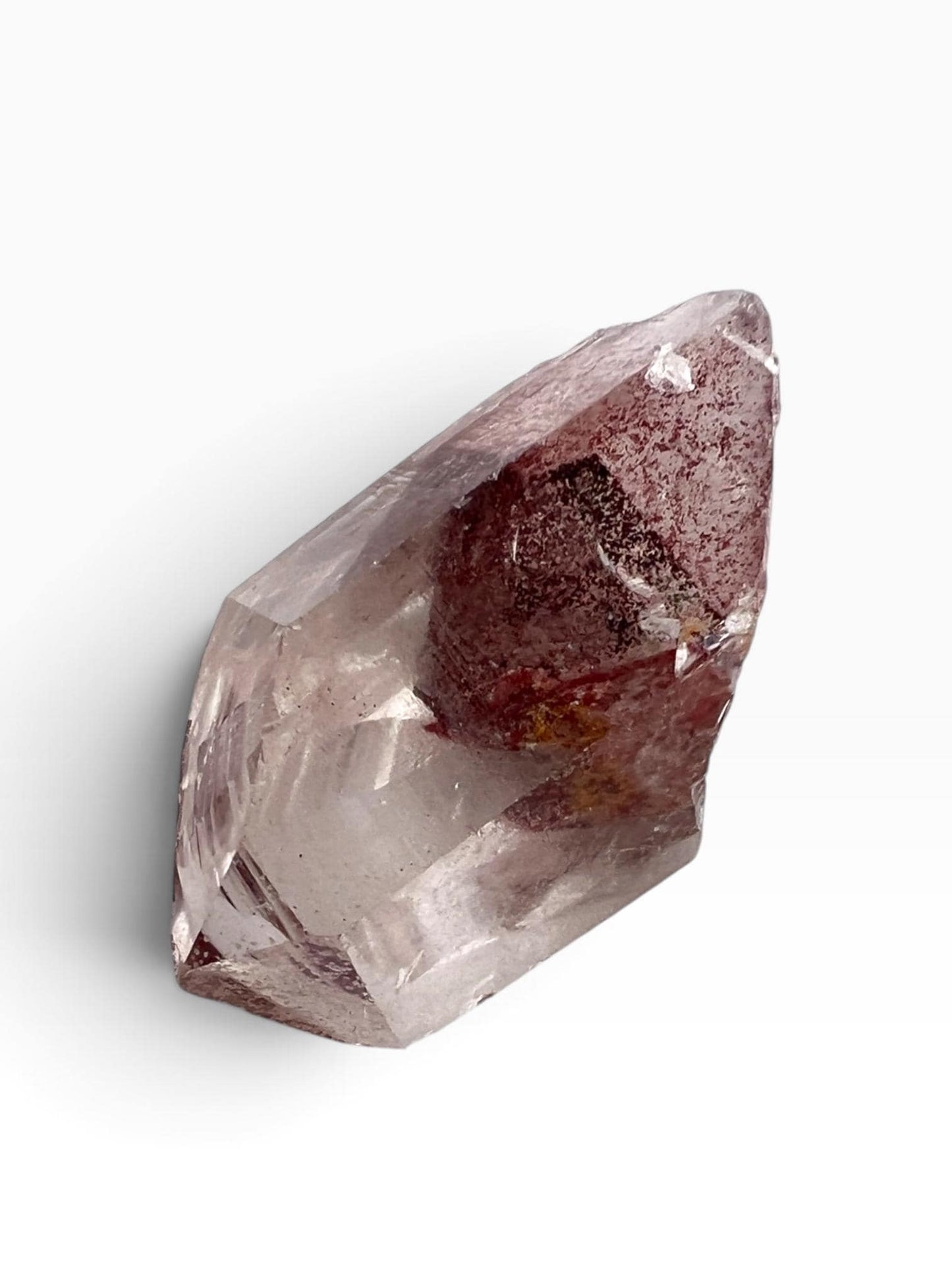 Sunset Phantom Crystal: Natural Raw Hematite included Quartz from India