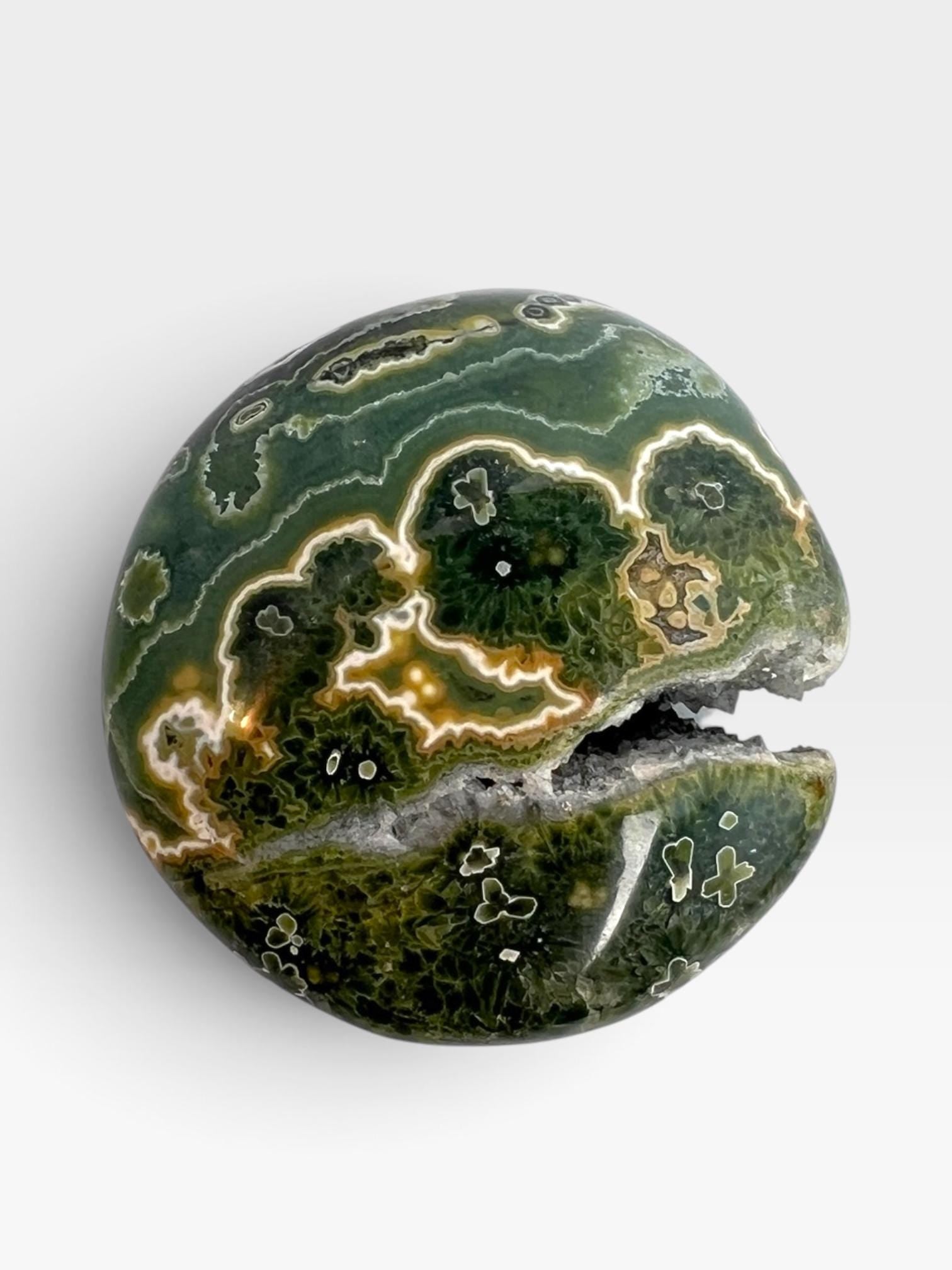 Ocean Jasper Old Stock Crystal Palm Stone: Marovato Vein 7 XL