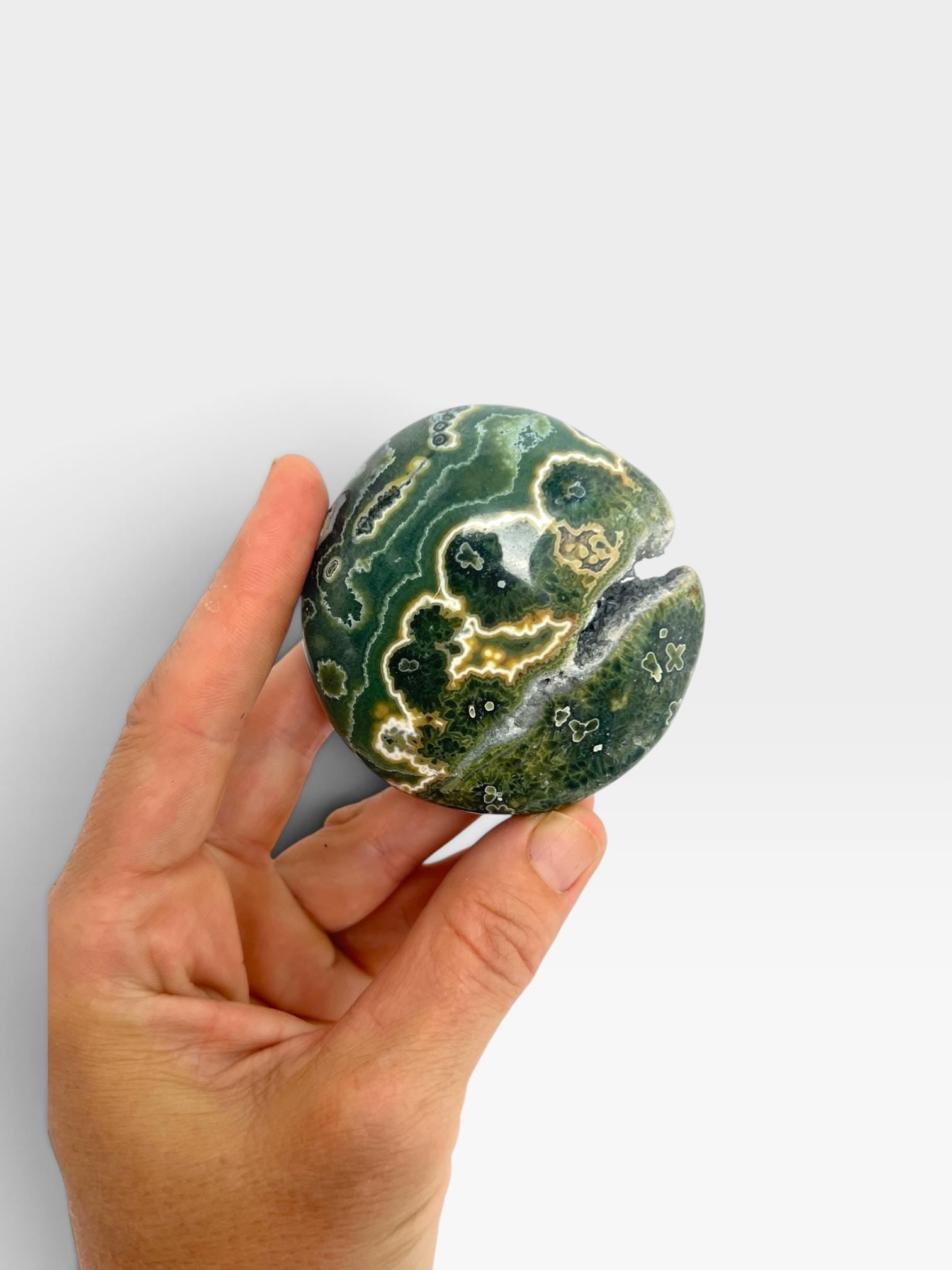 Ocean Jasper Old Stock Crystal Palm Stone: Marovato Vein 7 XL