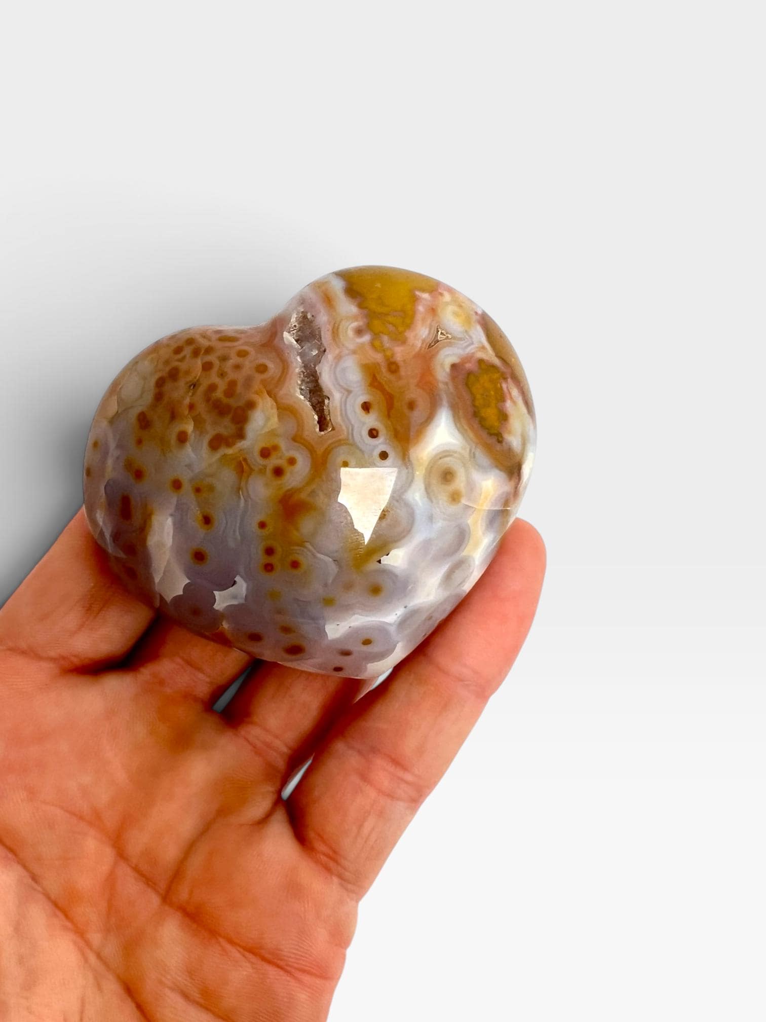 Ocean Jasper Heart Crystal : Marovato Vein 8