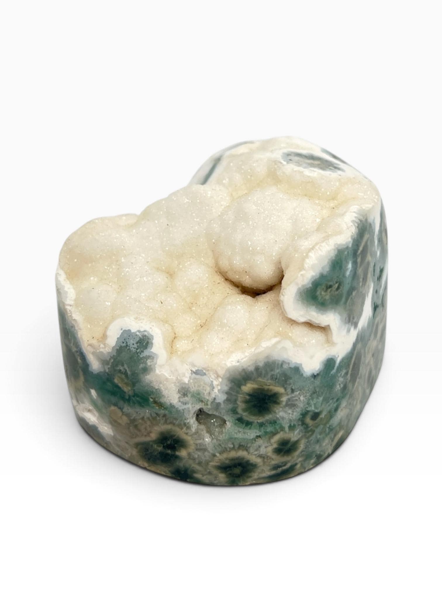Ocean Jasper Semi Polished Druzy Free Form: Rare Marovato Vein 1-2 Crystal