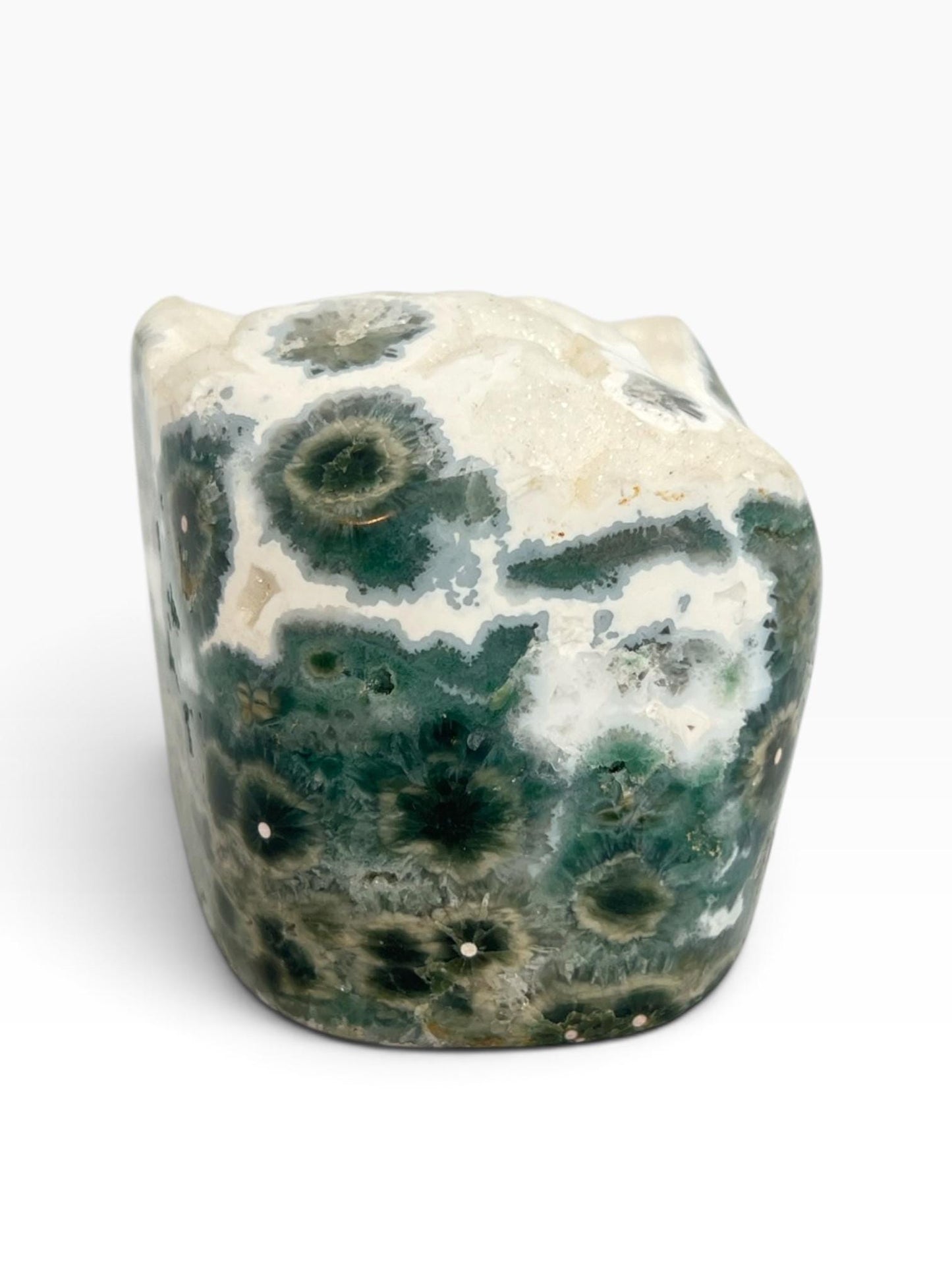 Ocean Jasper Semi Polished Druzy Free Form: Rare Marovato Vein 1-2 Crystal