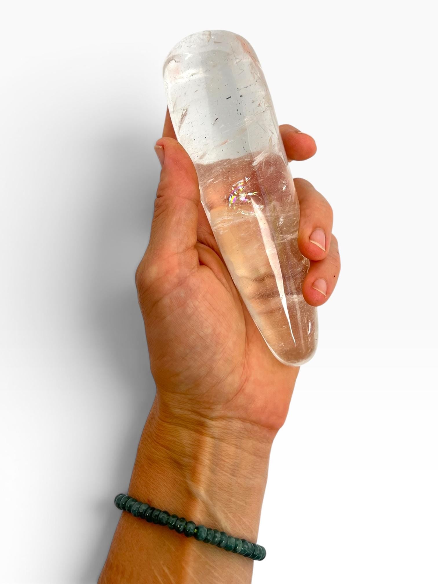 Clear Quartz Rainbow Crystal Massage Wand Tool