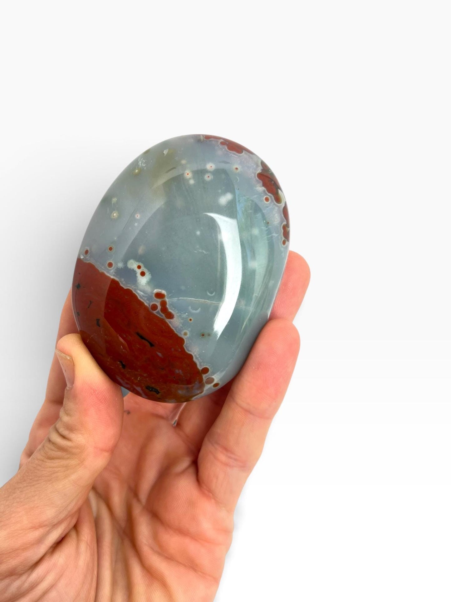 Marovato Ocean Jasper Palm Stones - Veinless Orbicular Jasper from Madagascar, you Choose