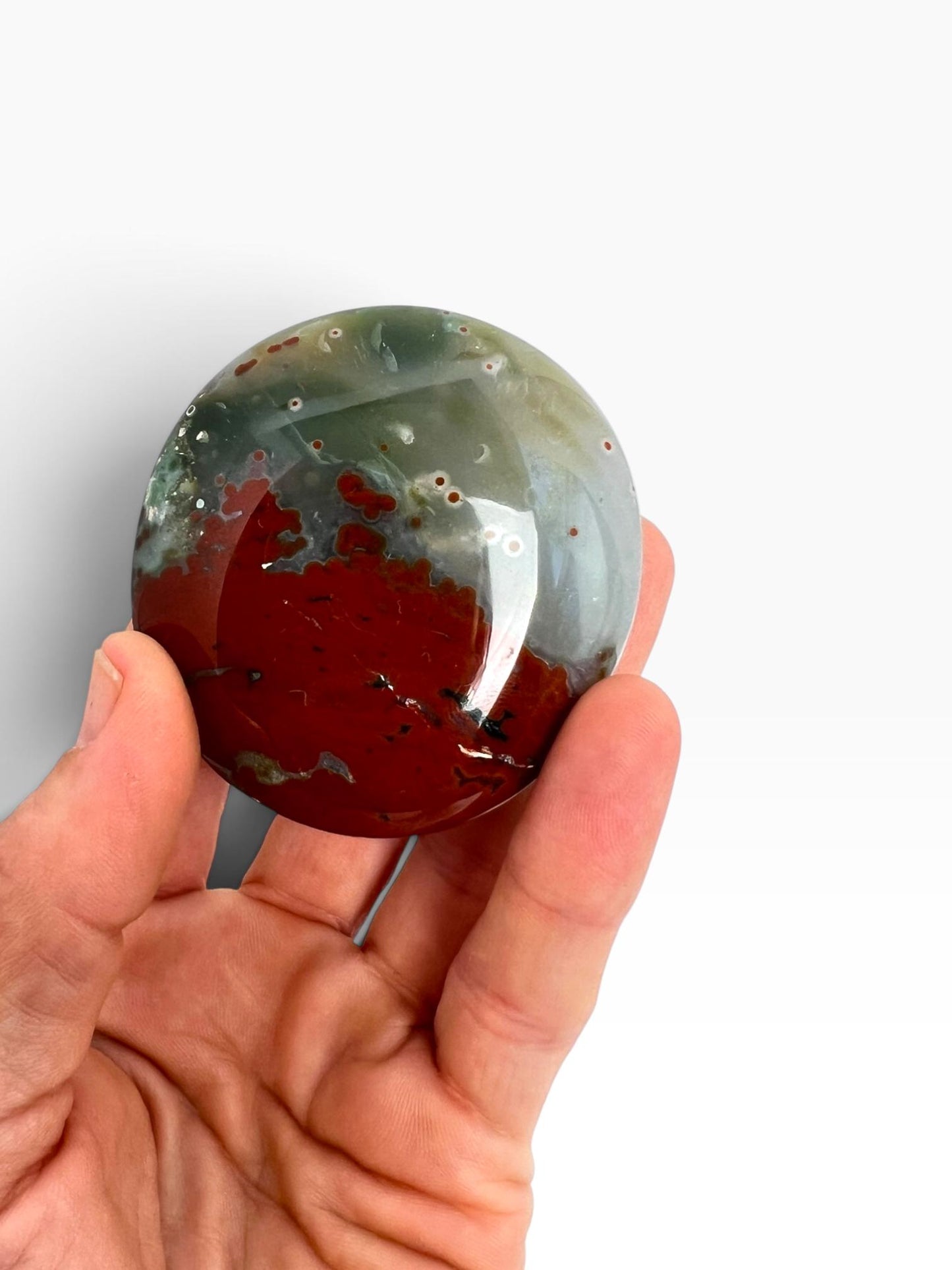 Marovato Ocean Jasper Palm Stones - Veinless Orbicular Jasper from Madagascar, you Choose