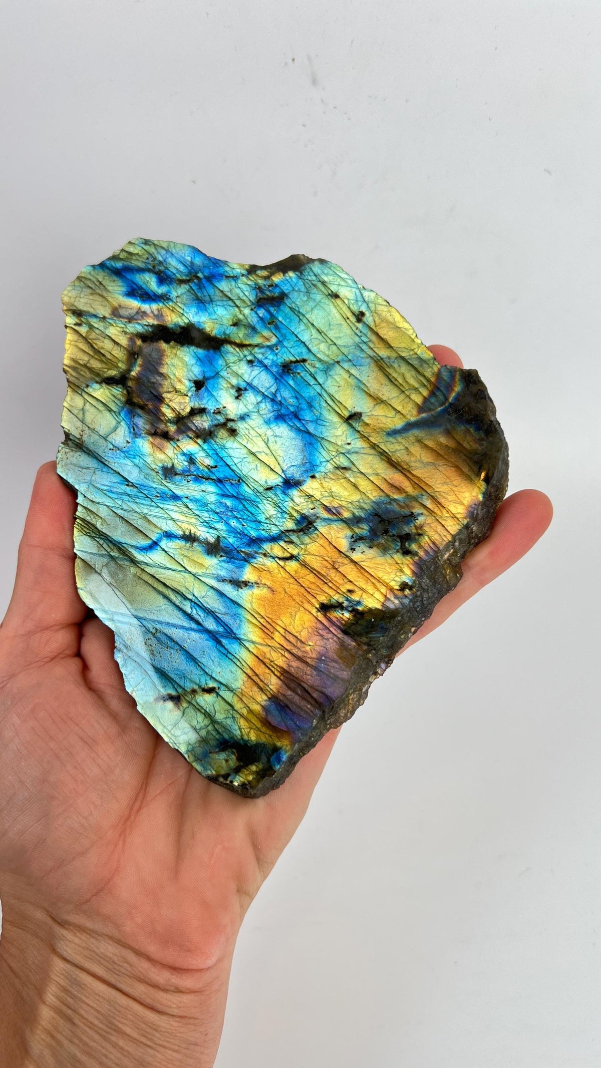 Labradorite Crystal Slab: Polished Rainbow Slice