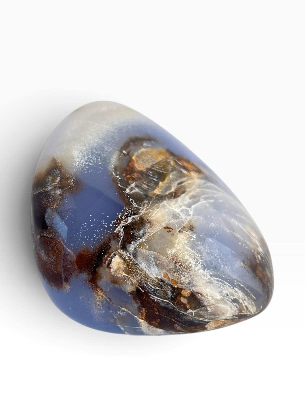 Turkish Blue Chalcedony: Natural Large Palm Stone Crystal