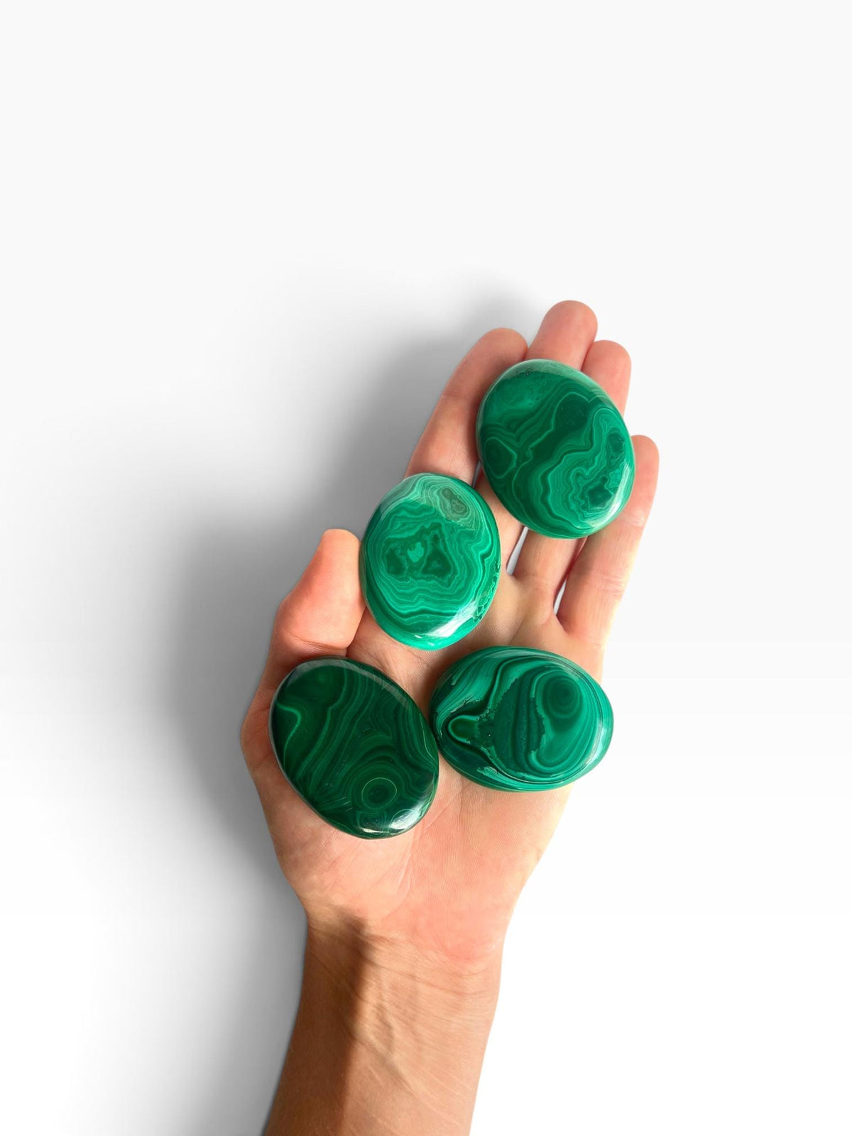 Malachite Flat Small Palm Stones
