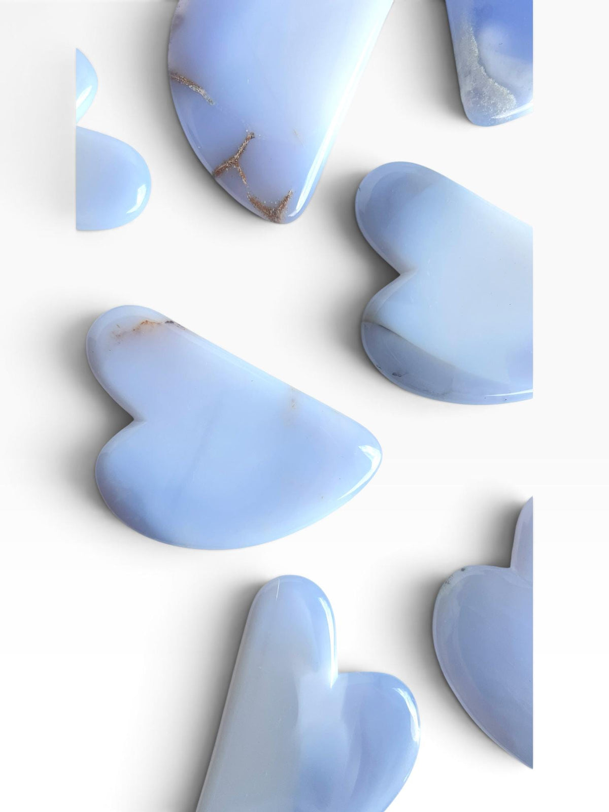 Turkish Blue Chalcedony Gua Sha: Natural Blue Stone Facial Massage Tool
