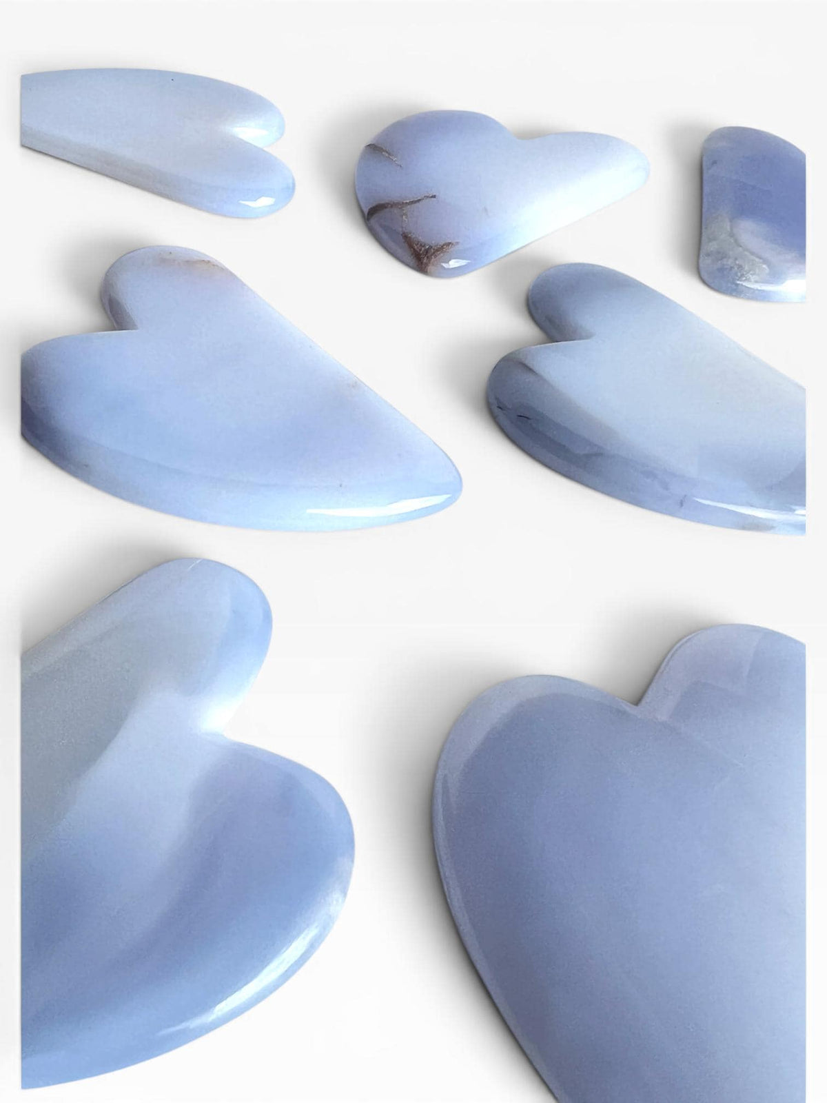 Turkish Blue Chalcedony Gua Sha: Natural Blue Stone Facial Massage Tool