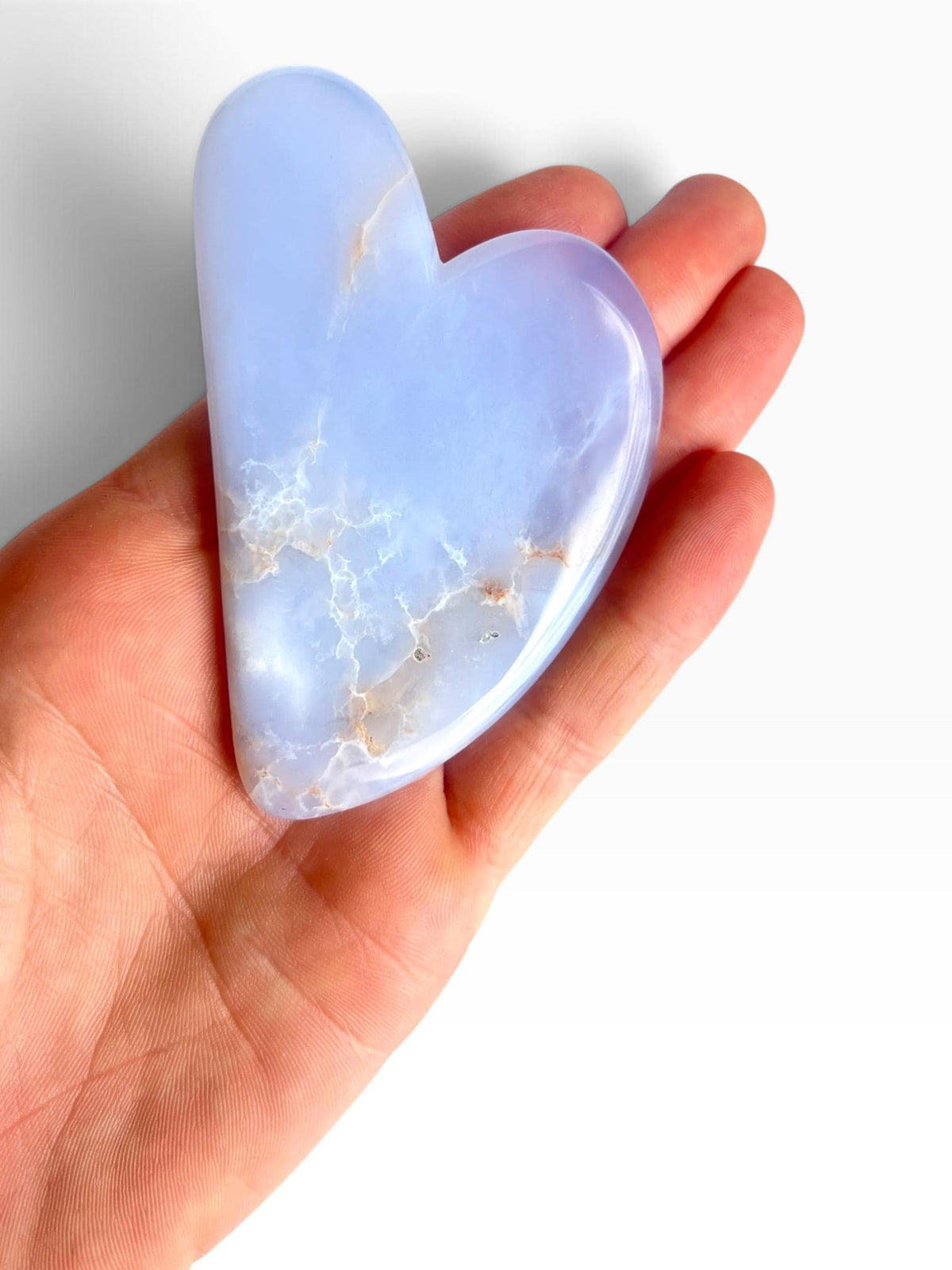 Turkish Blue Chalcedony Gua Sha: Natural Blue Stone Facial Massage Tool