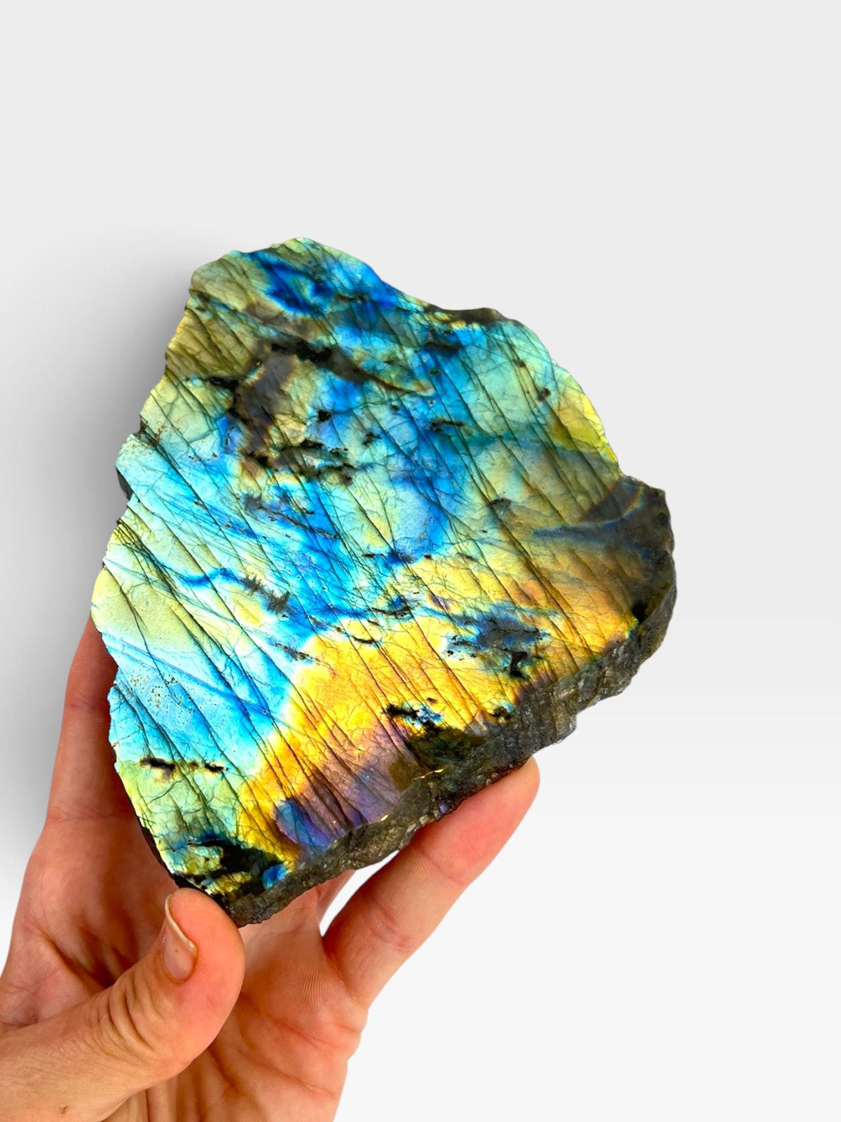 Labradorite Crystal Slab: Polished Rainbow Slice
