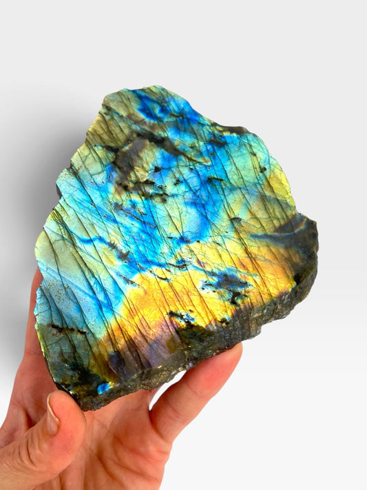 Labradorite Crystal Slab: Polished Rainbow Slice