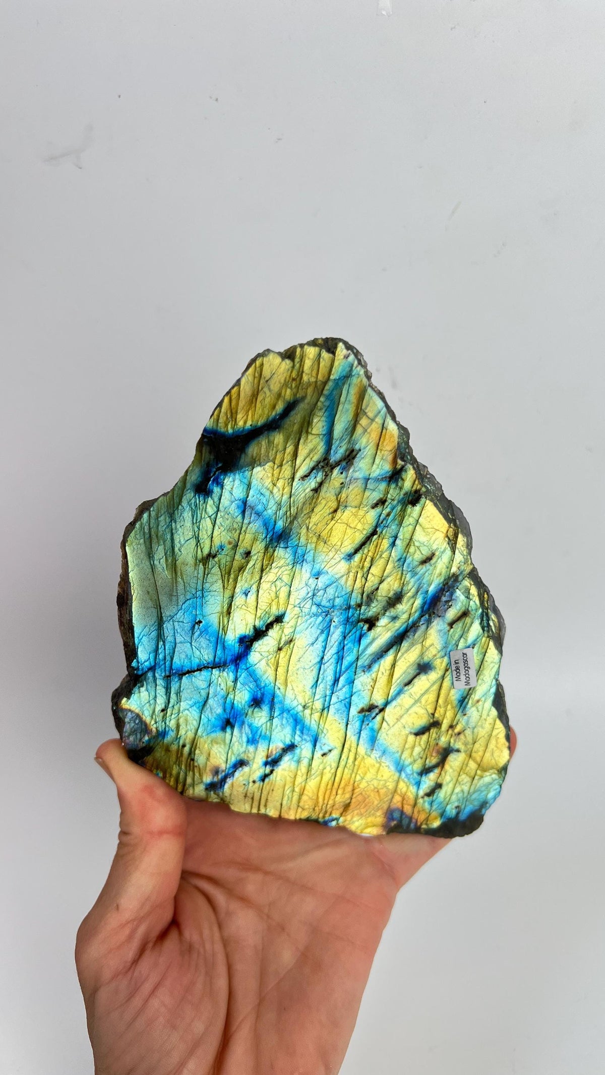 Labradorite Crystal Slab: Polished Rainbow Slice