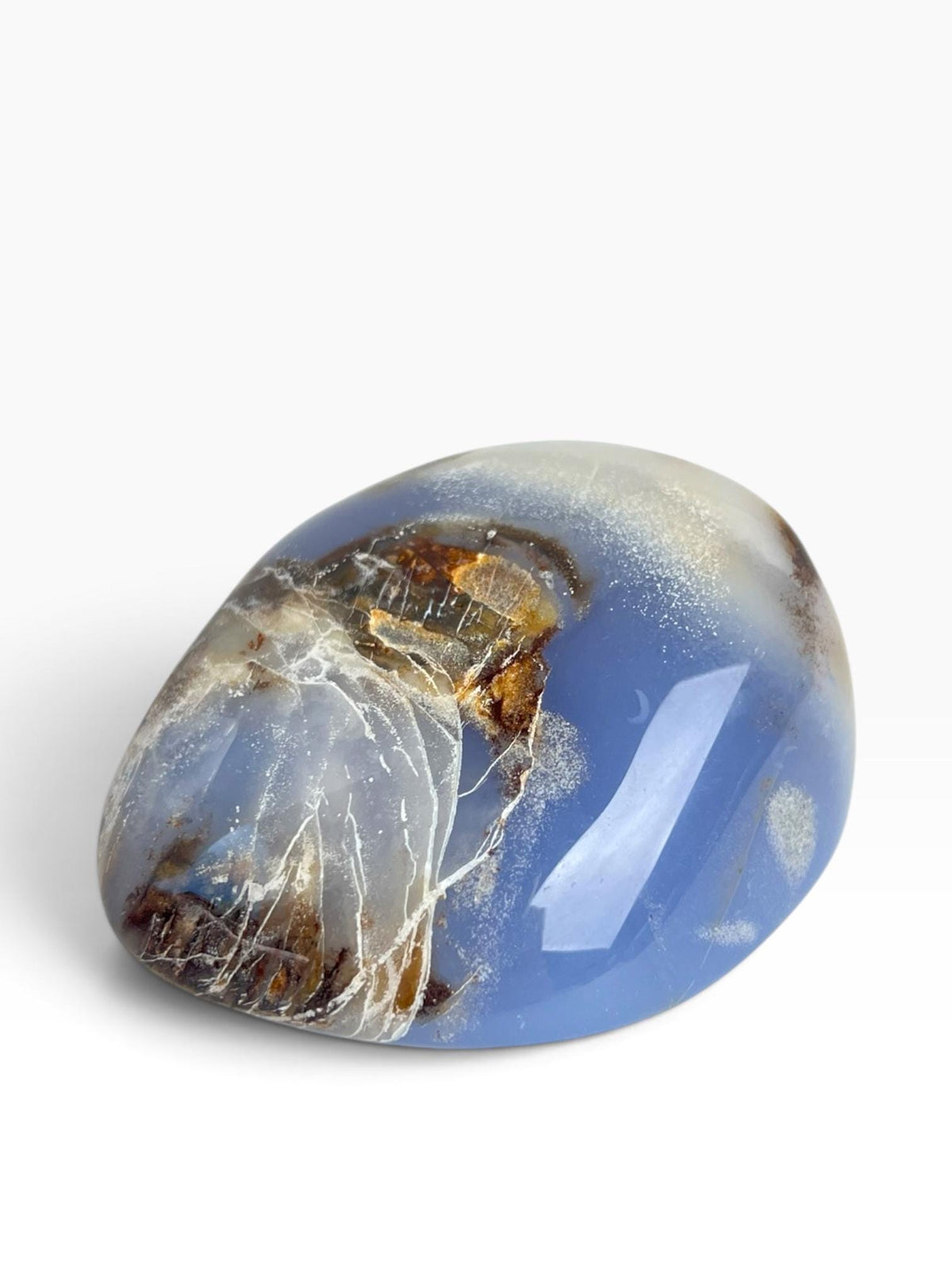Turkish Blue Chalcedony: Natural Large Palm Stone Crystal