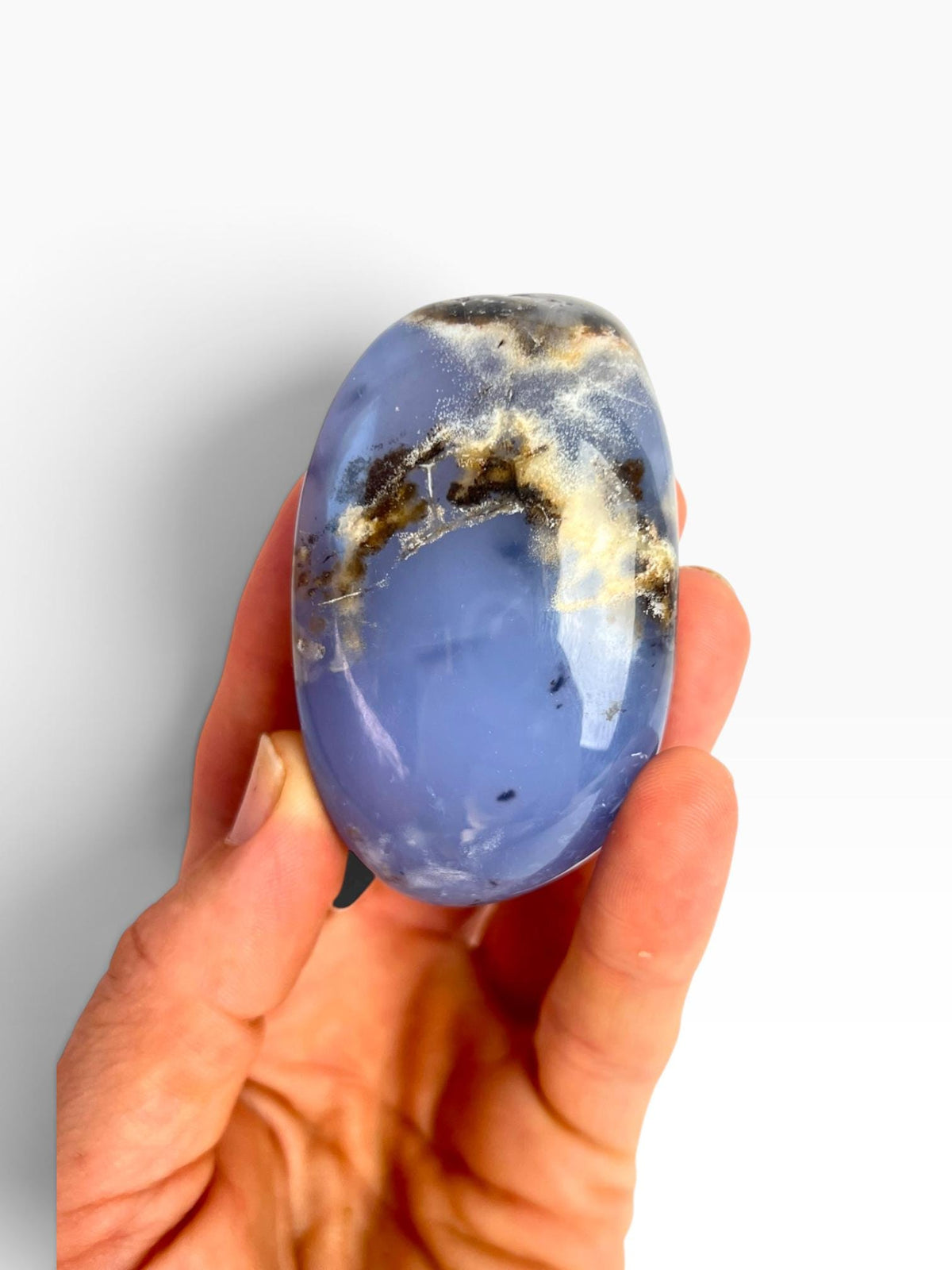 Turkish Blue Chalcedony: Natural Large Palm Stone Crystal