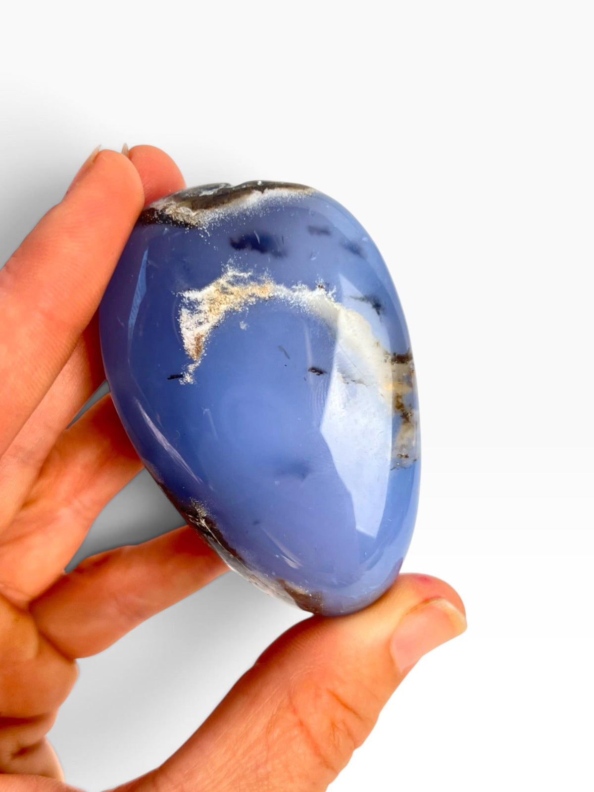 Turkish Blue Chalcedony: Natural Large Palm Stone Crystal