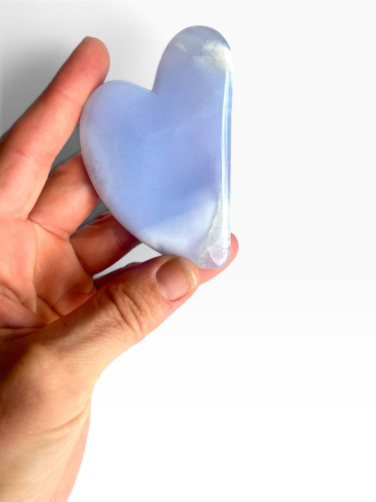 Turkish Blue Chalcedony Gua Sha: Natural Blue Stone Facial Massage Tool