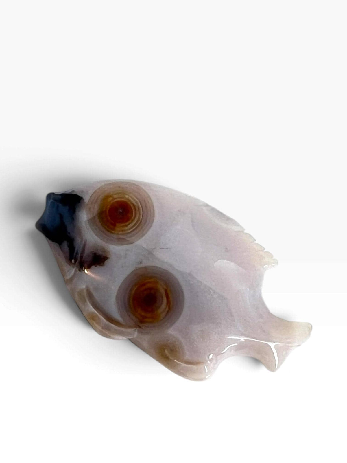 Hand Carved Ocean Jasper Fish Figurine: Marovato Chalcedony