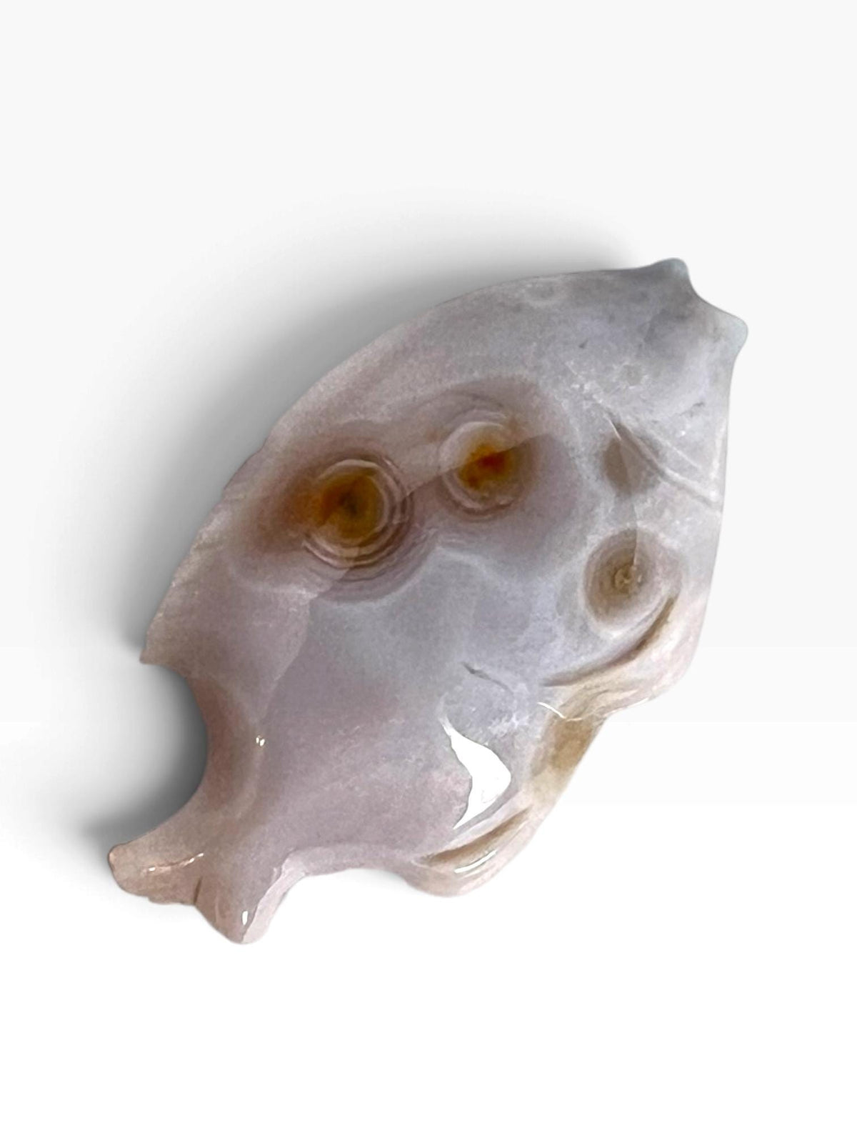 Hand Carved Ocean Jasper Fish Figurine: Marovato Chalcedony