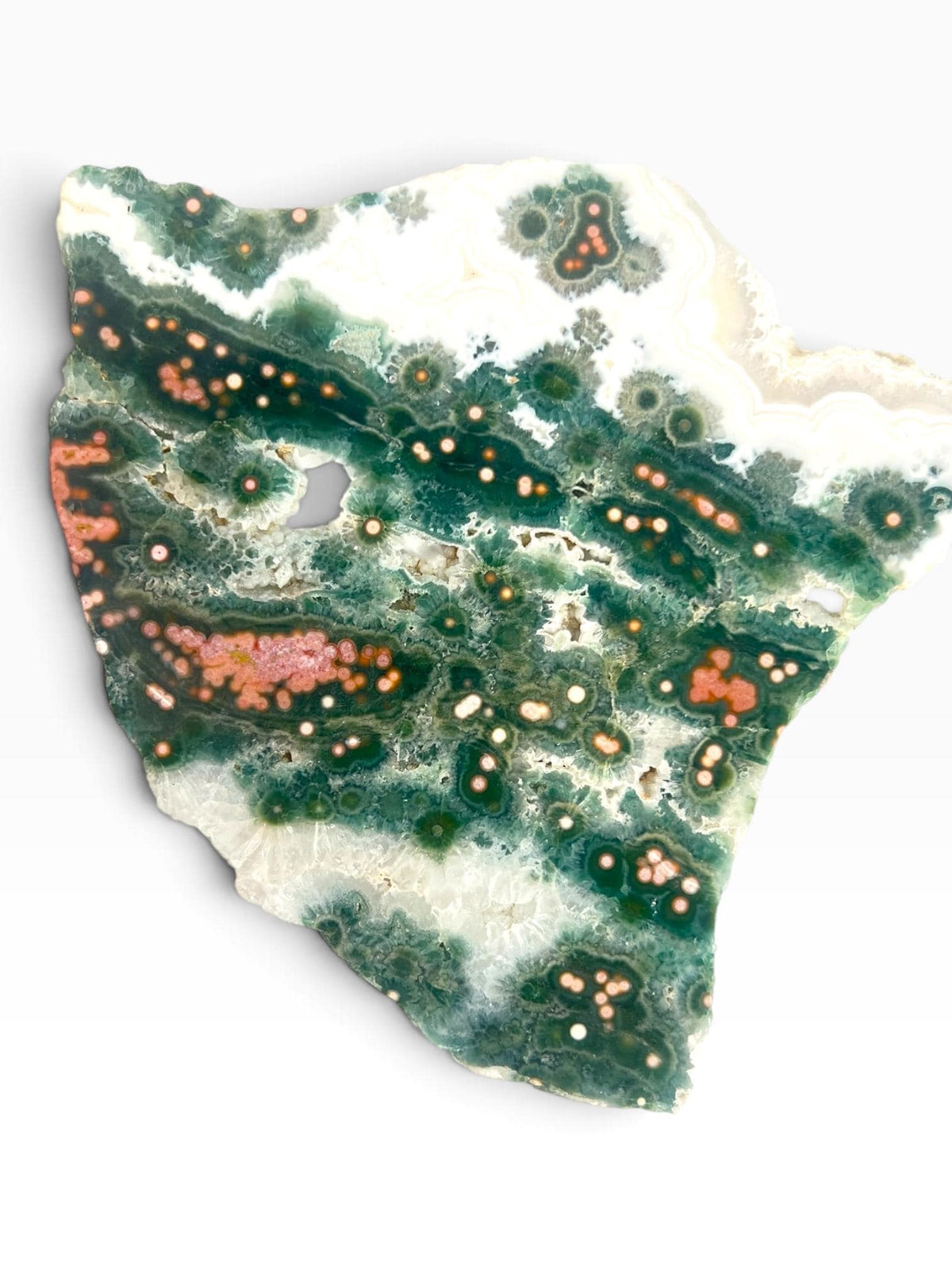 Ocean Jasper Slab : Early Vein 1-2 Old Stock Flower Orbs