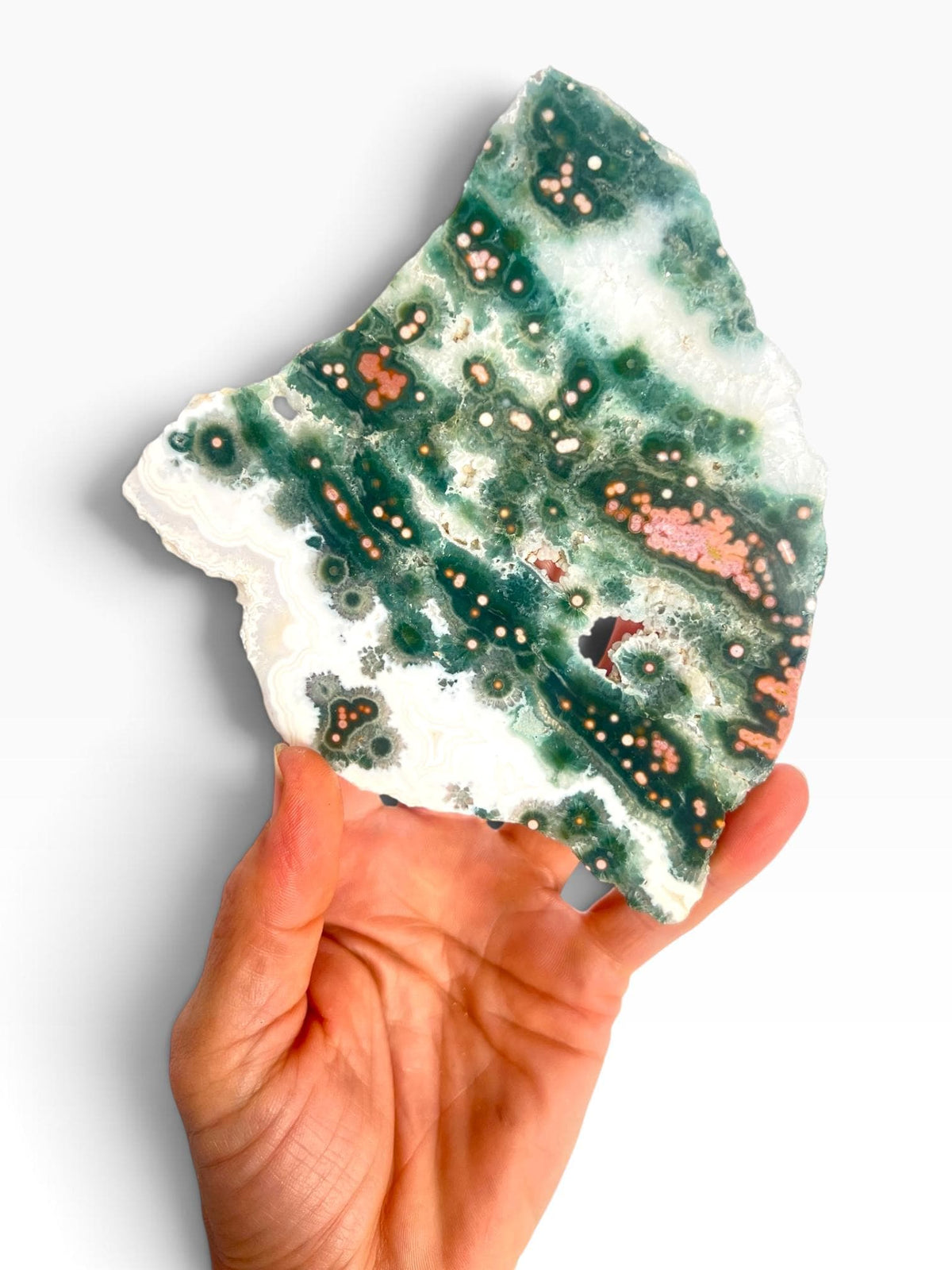 Ocean Jasper Slab : Early Vein 1-2 Old Stock Flower Orbs