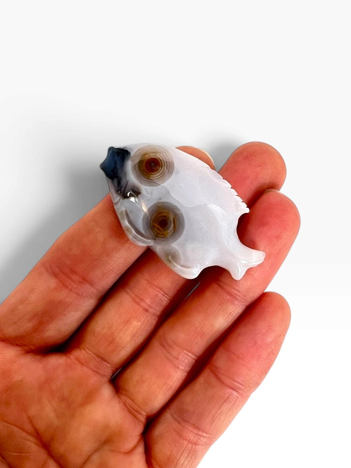 Hand Carved Ocean Jasper Fish Figurine: Marovato Chalcedony