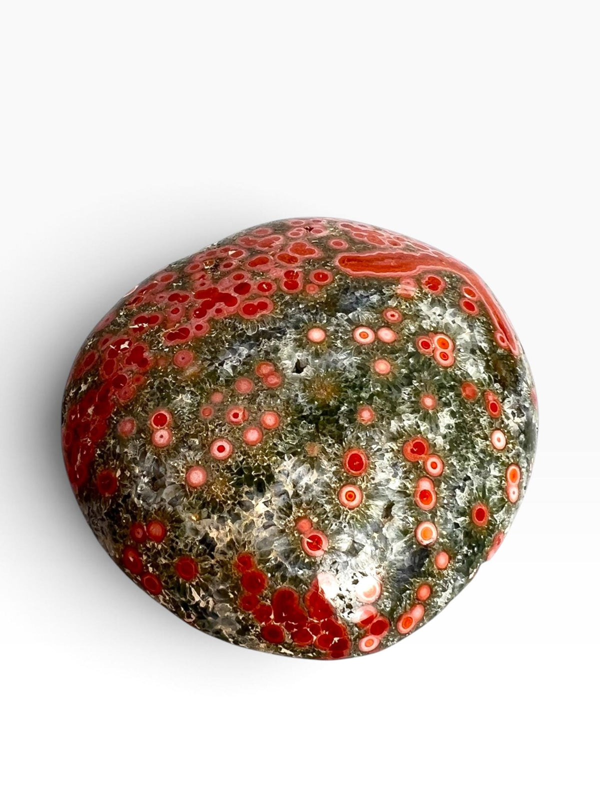 Authentic Ocean Jasper Large Palm Stone : Early Vein Pink Collector Piece