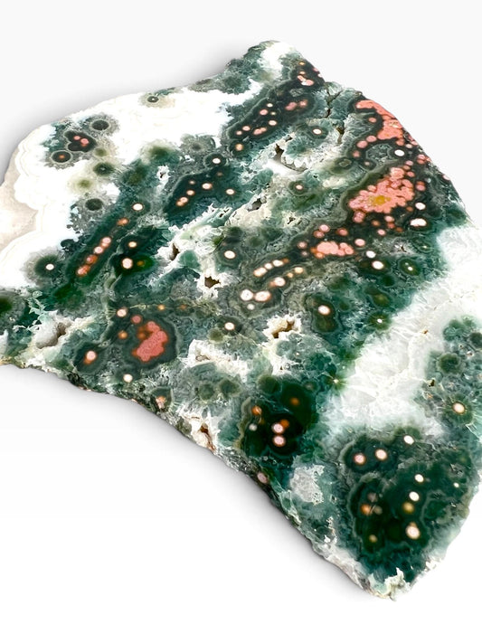 Ocean Jasper Slab : Early Vein 1-2 Old Stock Flower Orbs