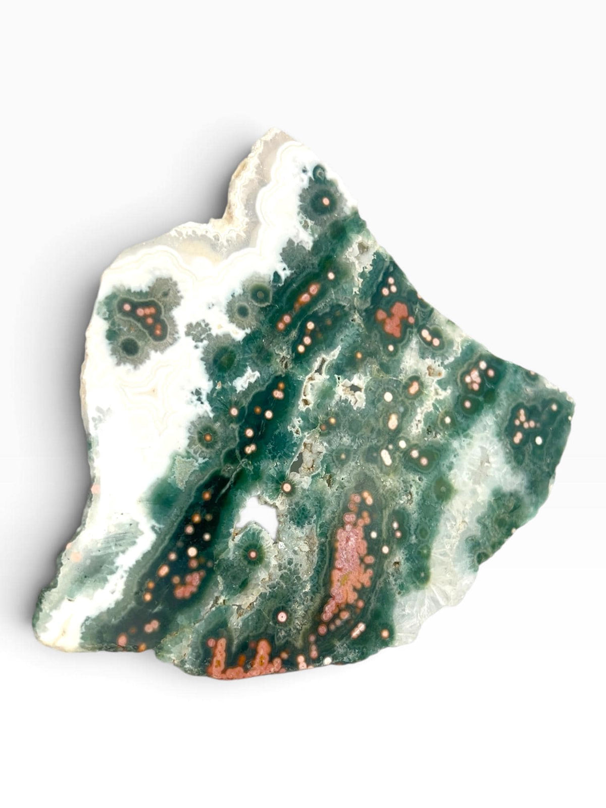 Ocean Jasper Slab : Early Vein 1-2 Old Stock Flower Orbs