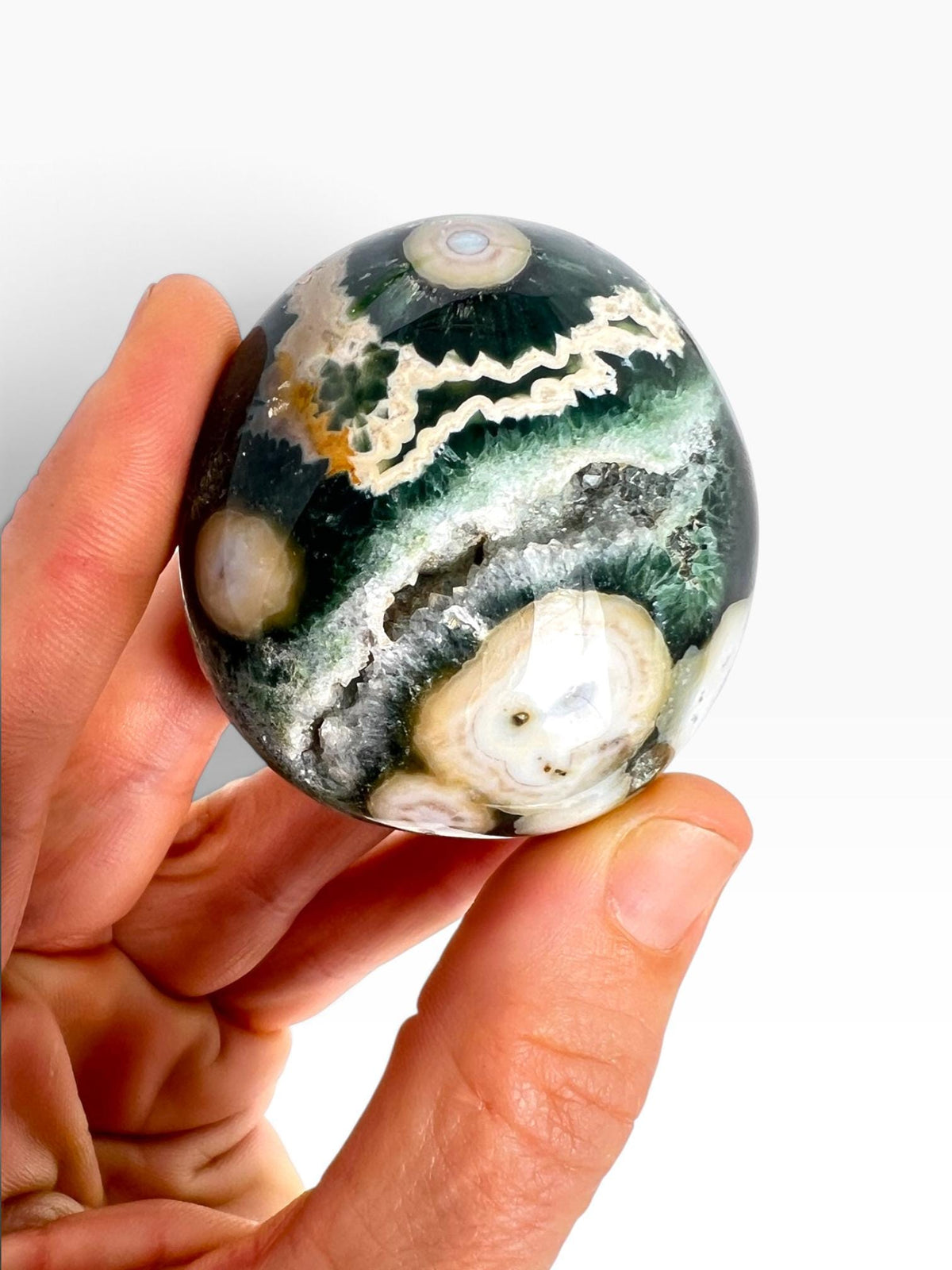 Ocean Jasper Large Palm Stone | Vein 8